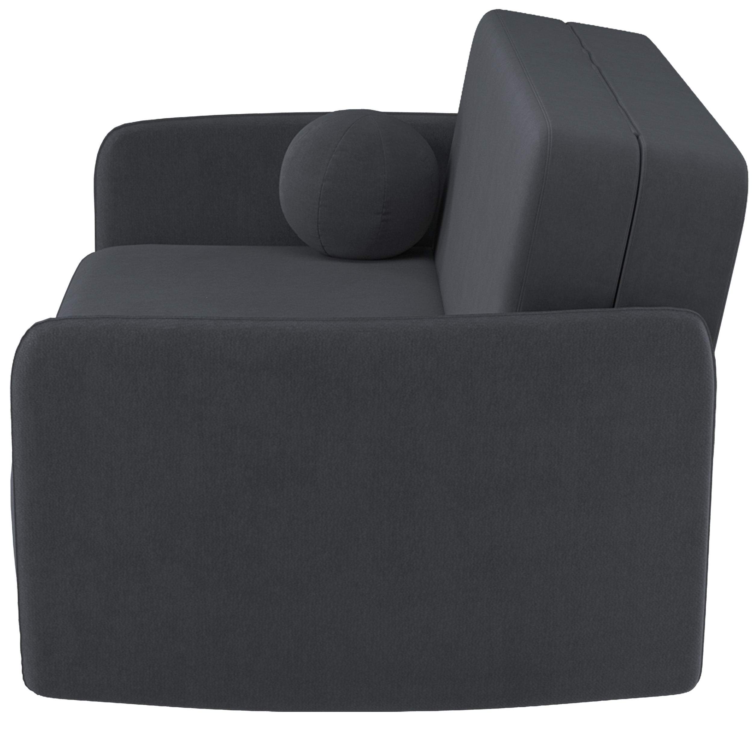 Zweisitziges Schlafsofa Paxi 165 cm mit Stauraum, dunkelgrauer Chenillebezug