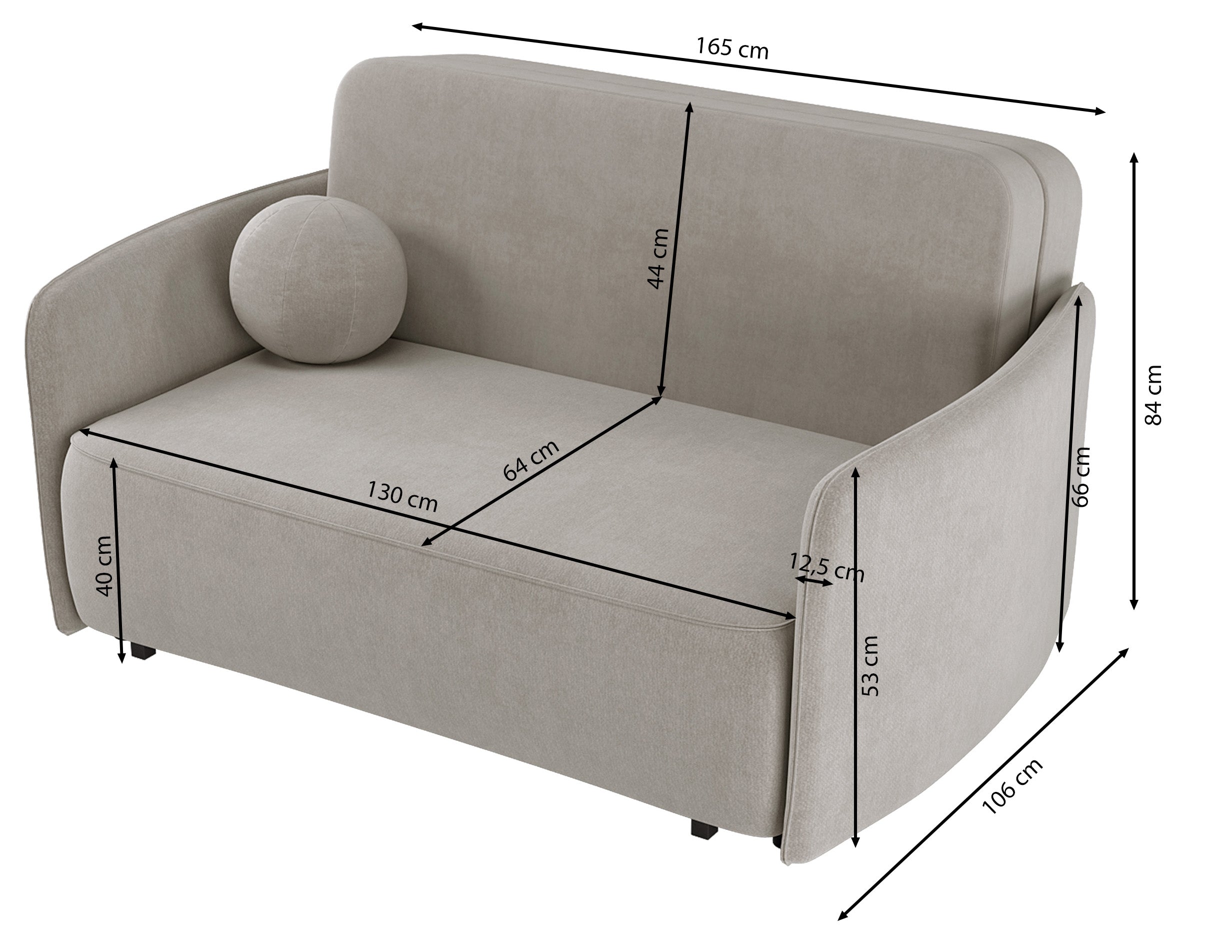 Ausziehbares 2-Personen-Sofa Paxi 165 cm mit Stauraum, grau-braunes Chenille