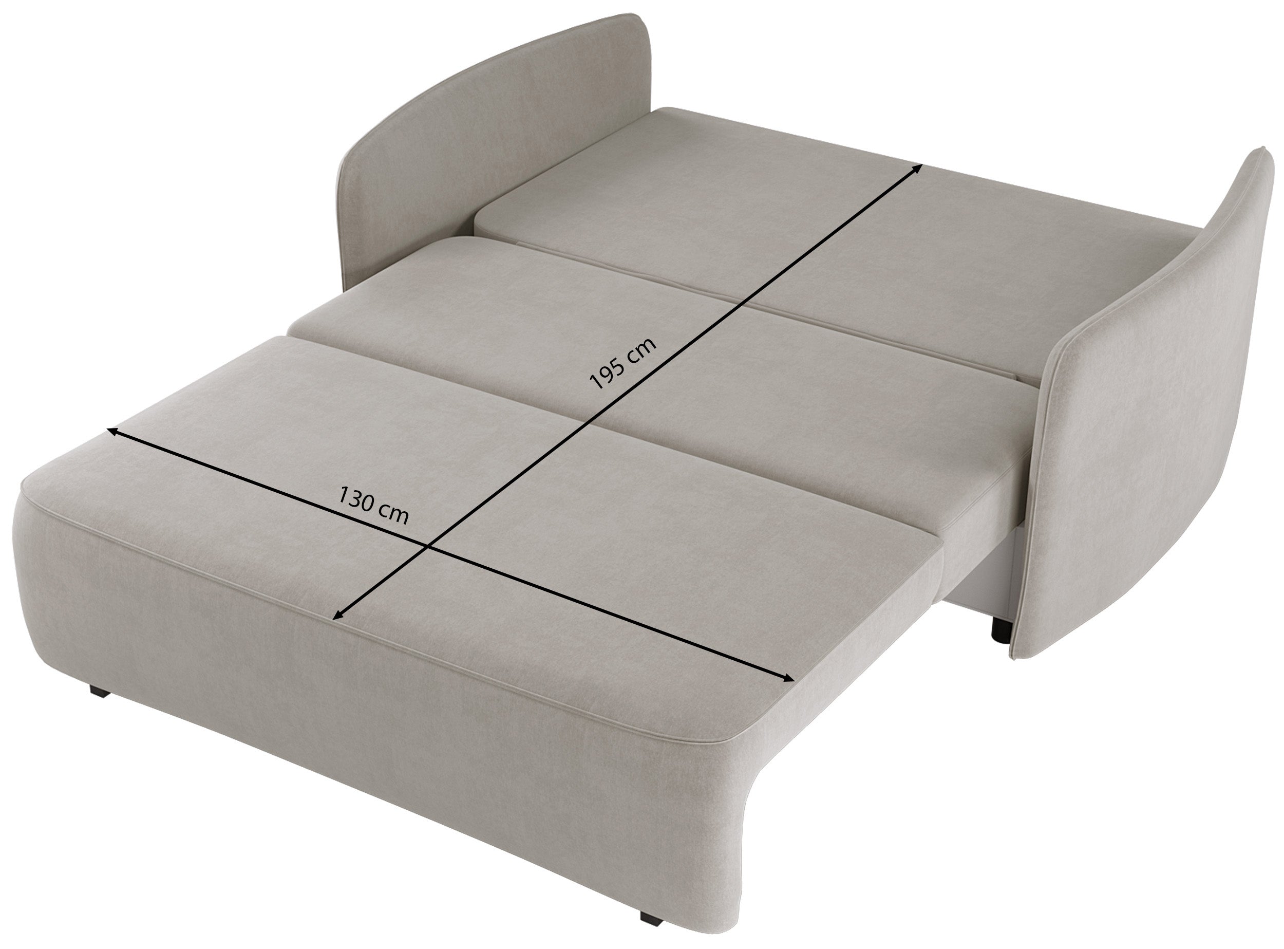 Ausziehbares 2-Personen-Sofa Paxi 165 cm mit Stauraum, grau-braunes Chenille