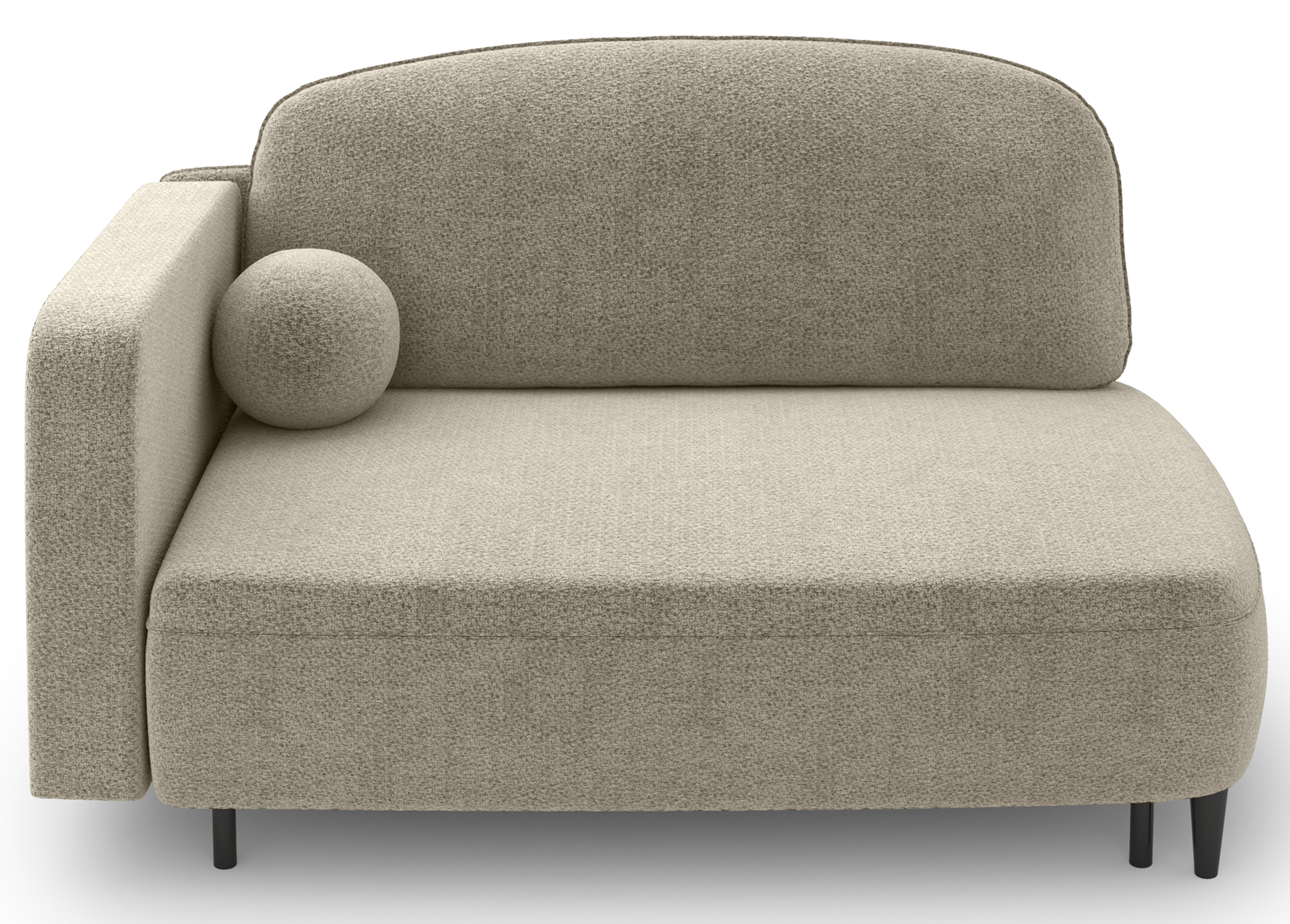 Ausziehbare Liege Pinkio rechtsseitig mit Stauraum, beige Chenille