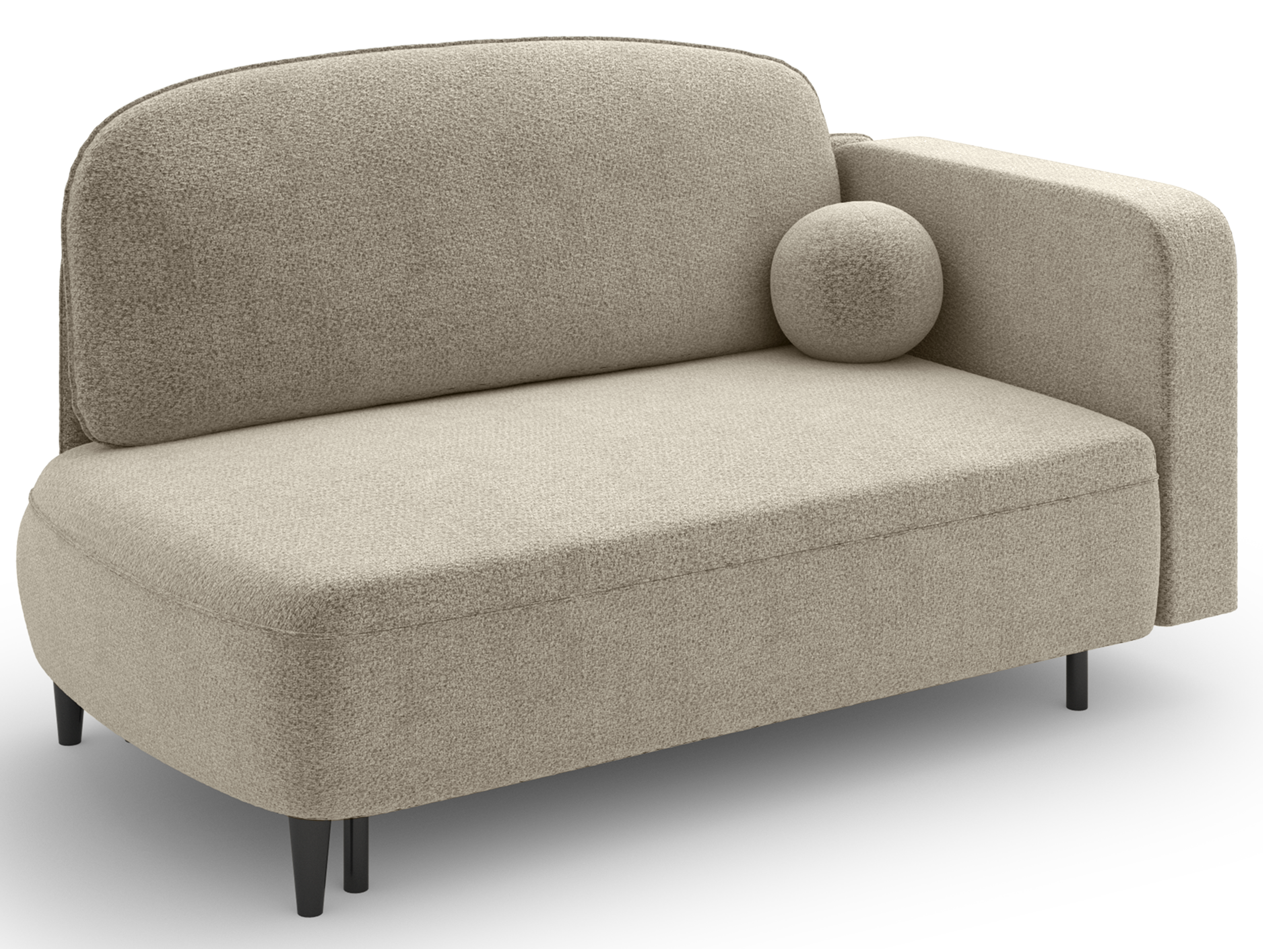 Ausziehbare Liege Pinkio, linksseitig, mit Stauraum, beige Chenille