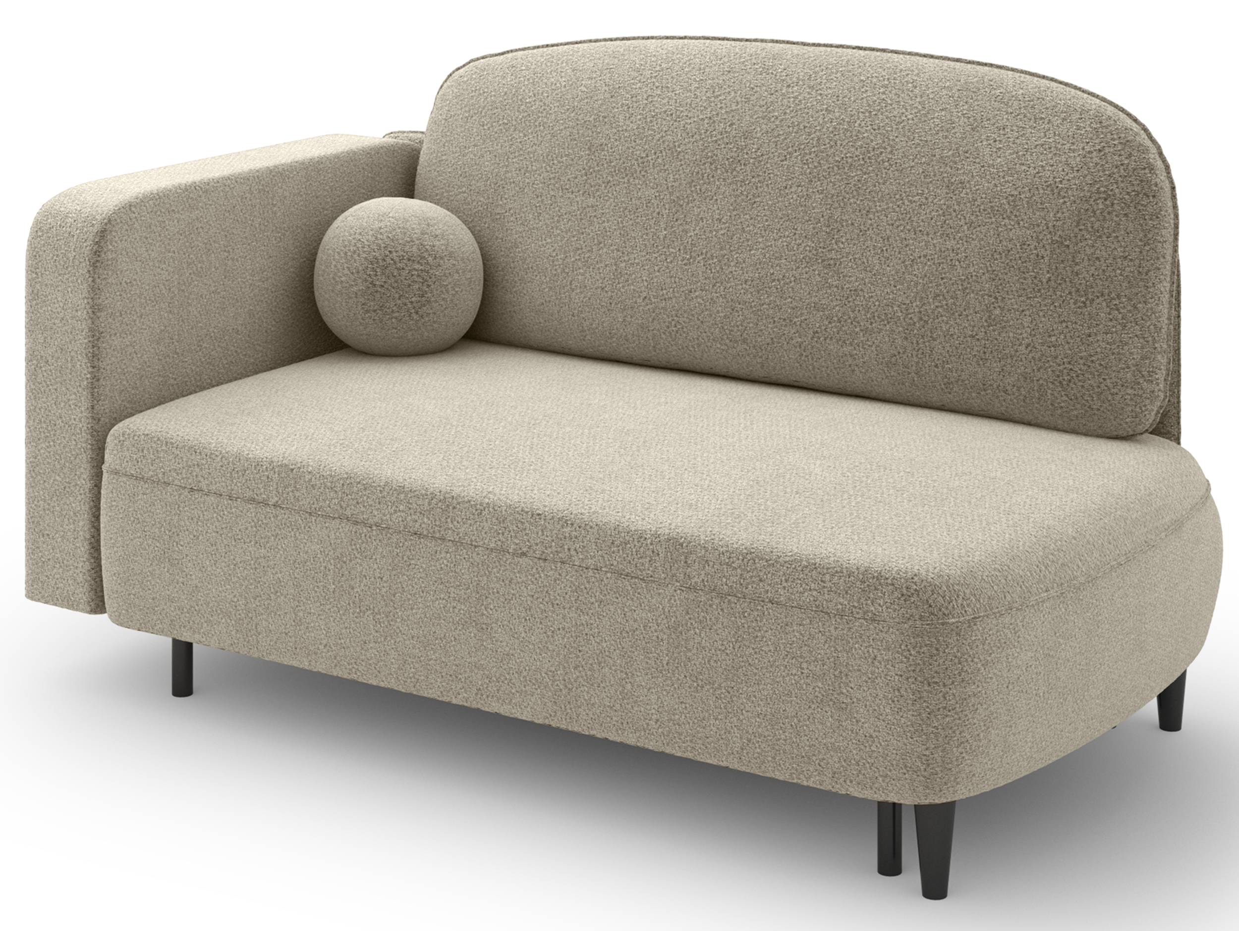 Ausziehbare Liege Pinkio rechtsseitig mit Stauraum, beige Chenille