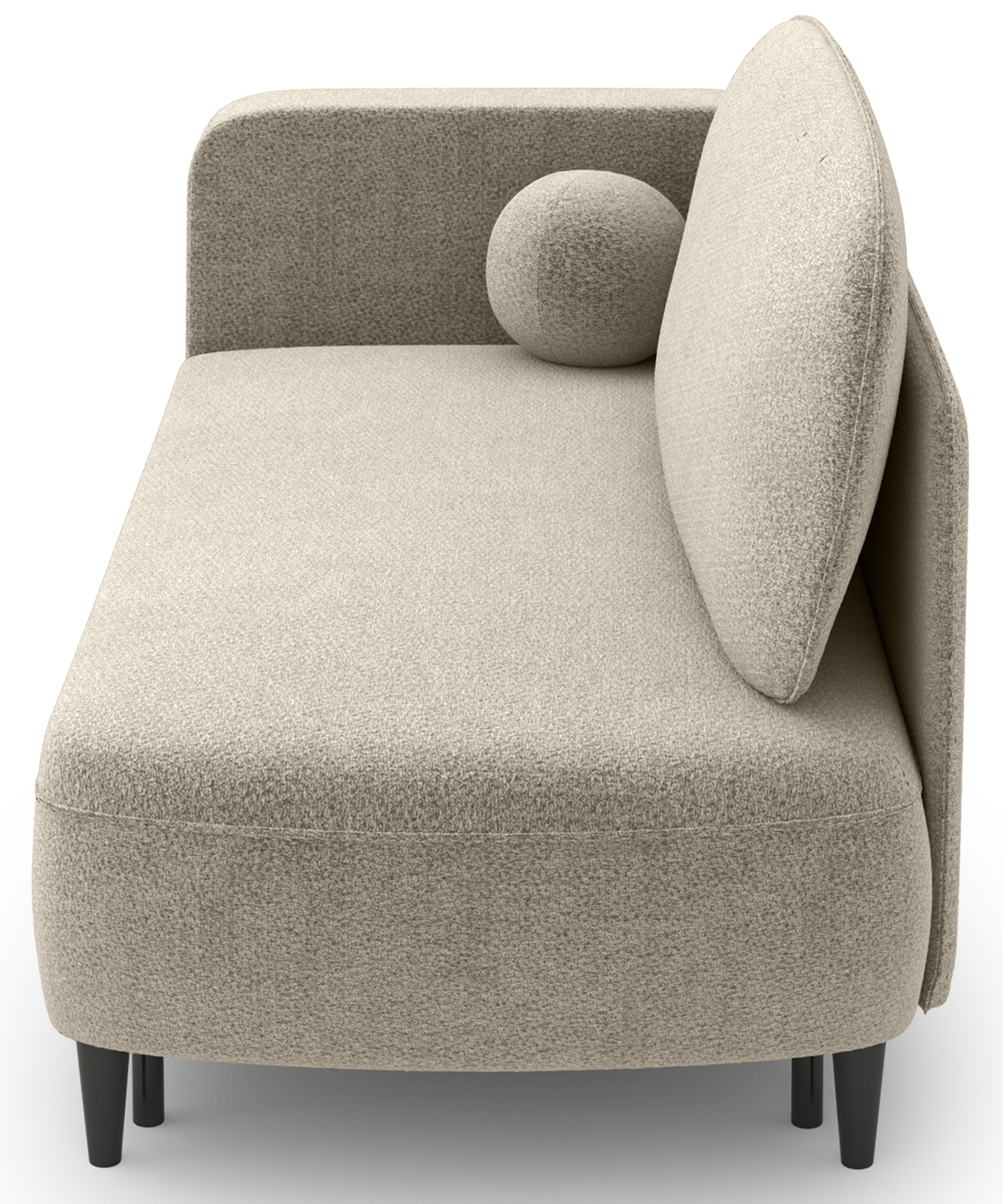 Ausziehbare Liege Pinkio rechtsseitig mit Stauraum, beige Chenille