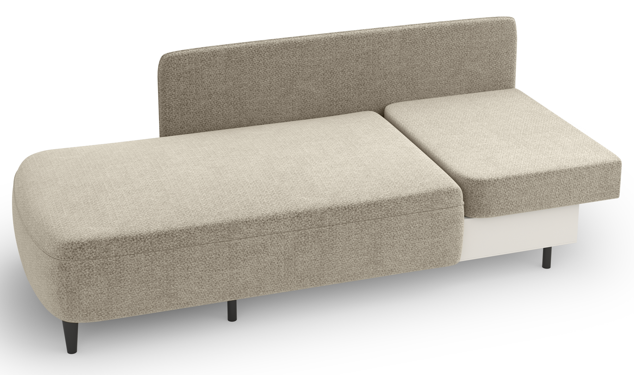 Ausziehbare Liege Pinkio, linksseitig, mit Stauraum, beige Chenille