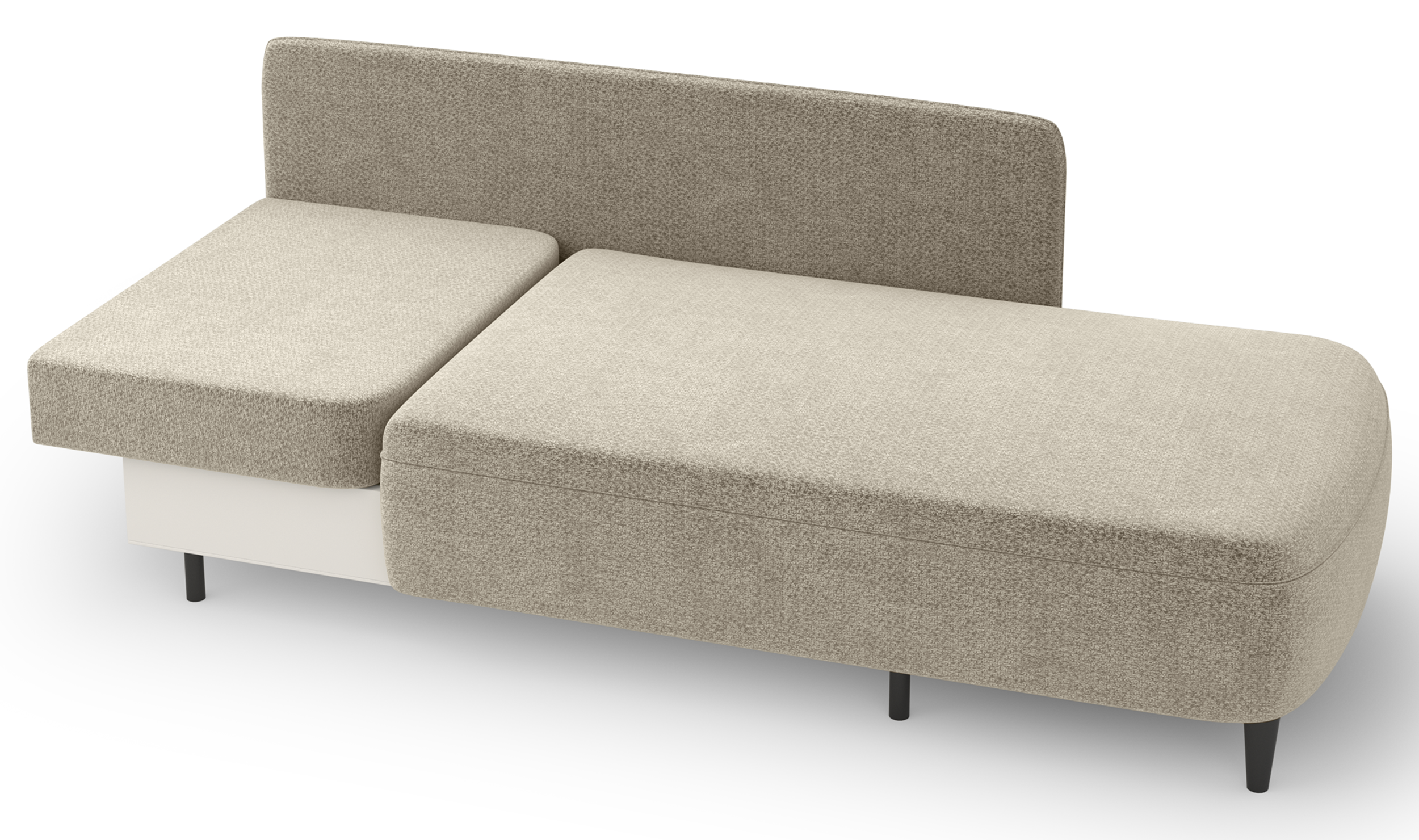 Ausziehbare Liege Pinkio rechtsseitig mit Stauraum, beige Chenille