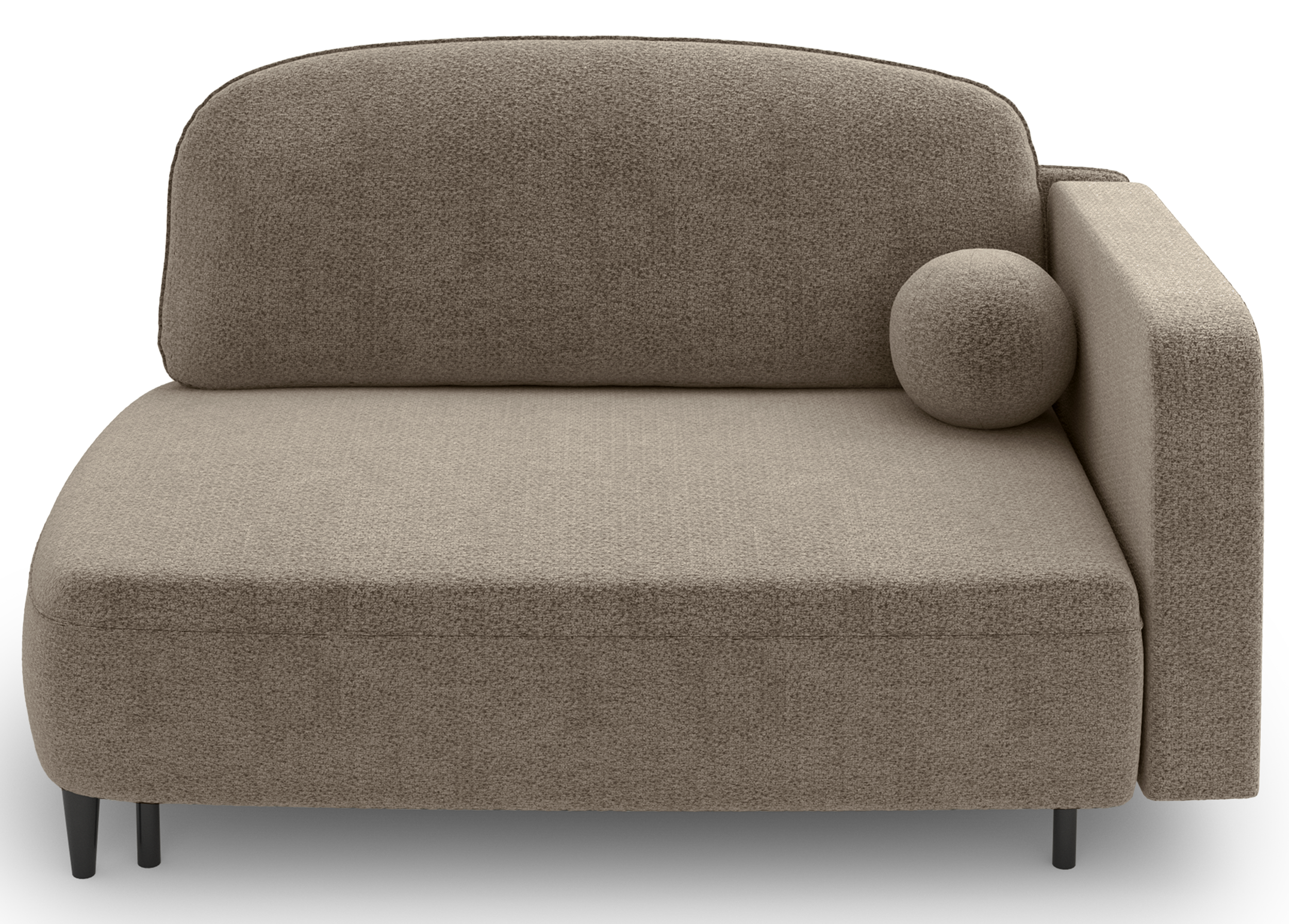 Ausziehbare Liege Pinkio linksseitig mit Stauraum, dunkelbeige Chenille