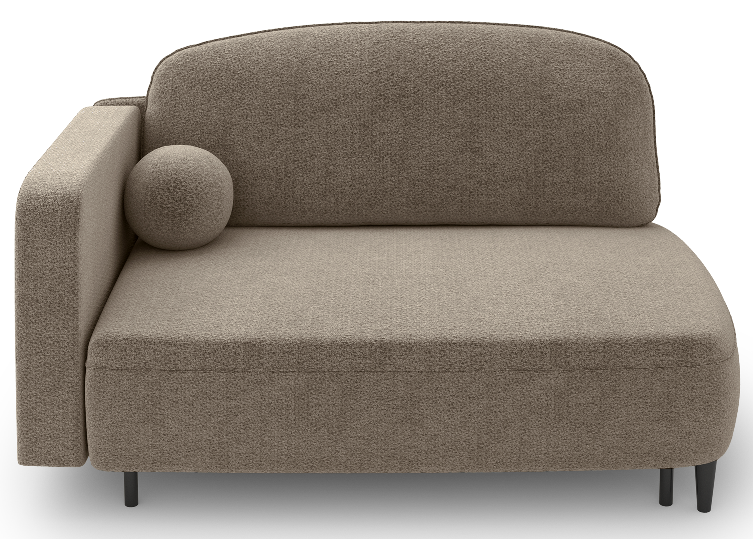 Ausziehbare Liege Pinkio, rechtsseitig, mit Stauraum, dunkelbeige Chenille