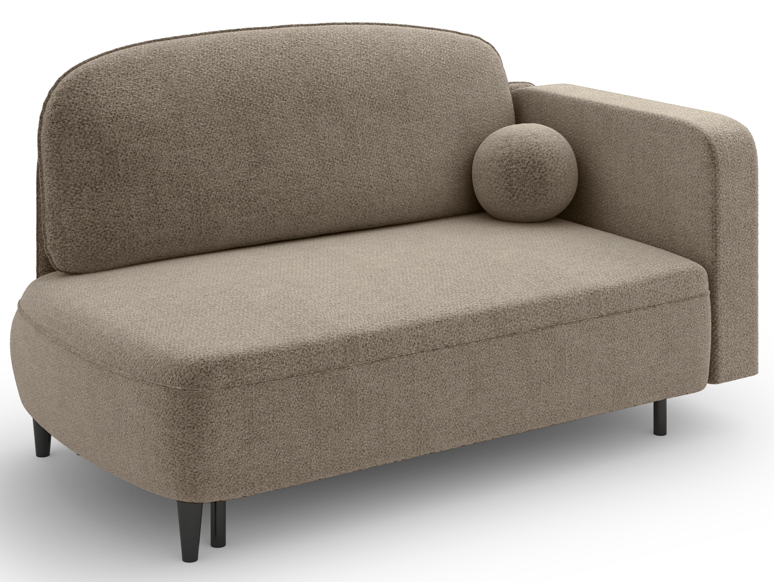 Ausziehbare Liege Pinkio linksseitig mit Stauraum, dunkelbeige Chenille