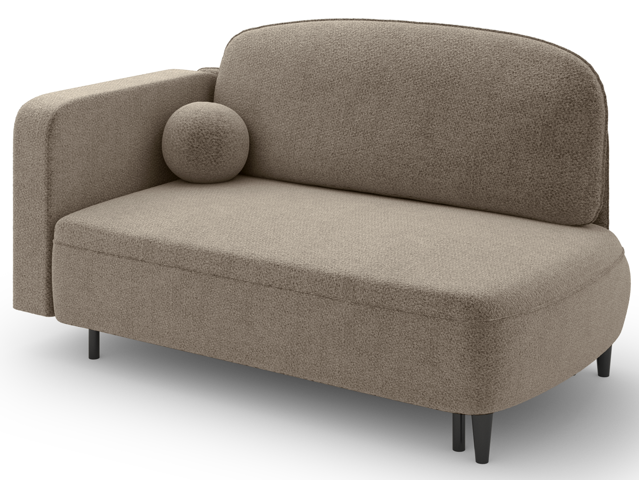 Ausziehbare Liege Pinkio, rechtsseitig, mit Stauraum, dunkelbeige Chenille