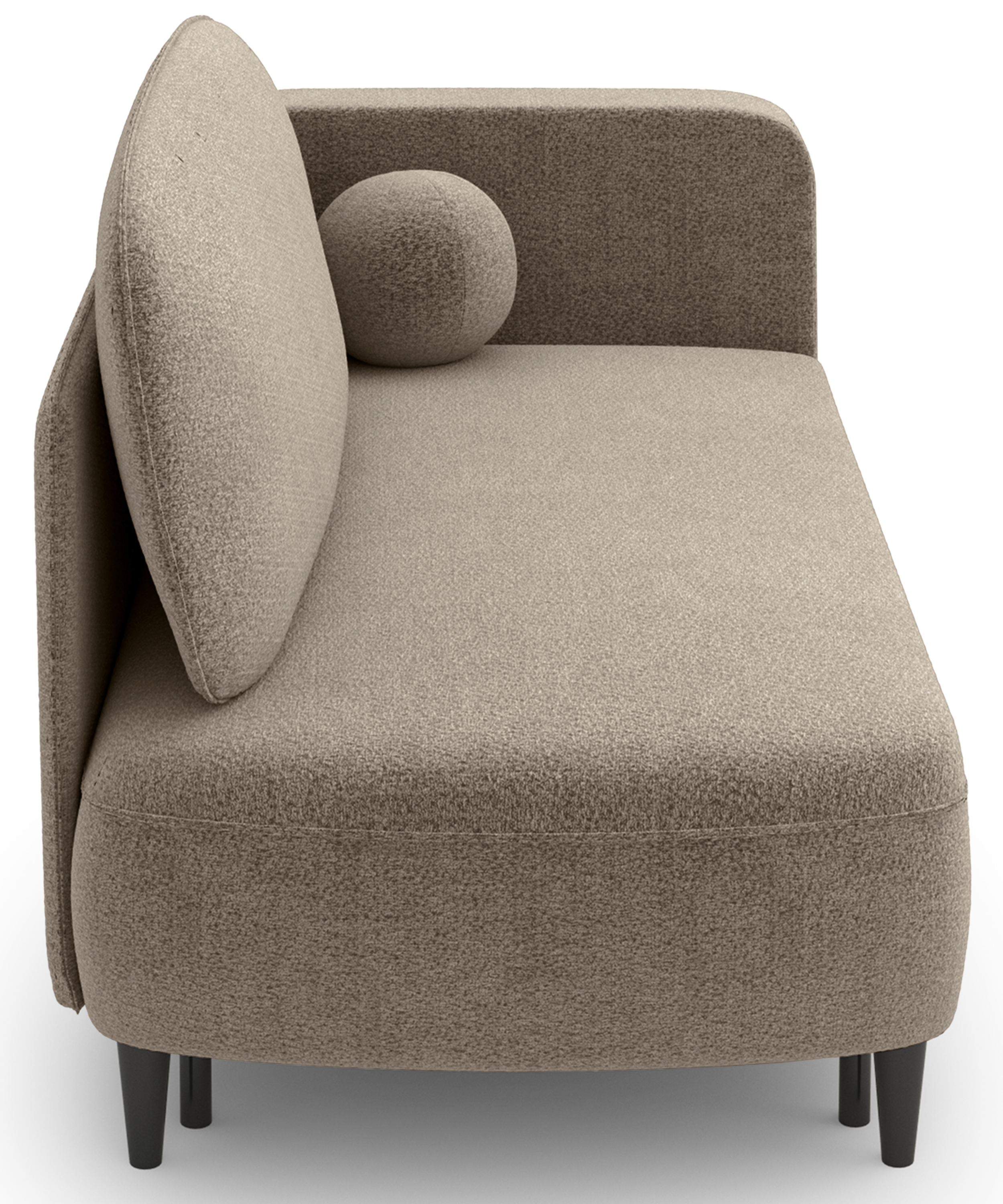 Ausziehbare Liege Pinkio linksseitig mit Stauraum, dunkelbeige Chenille
