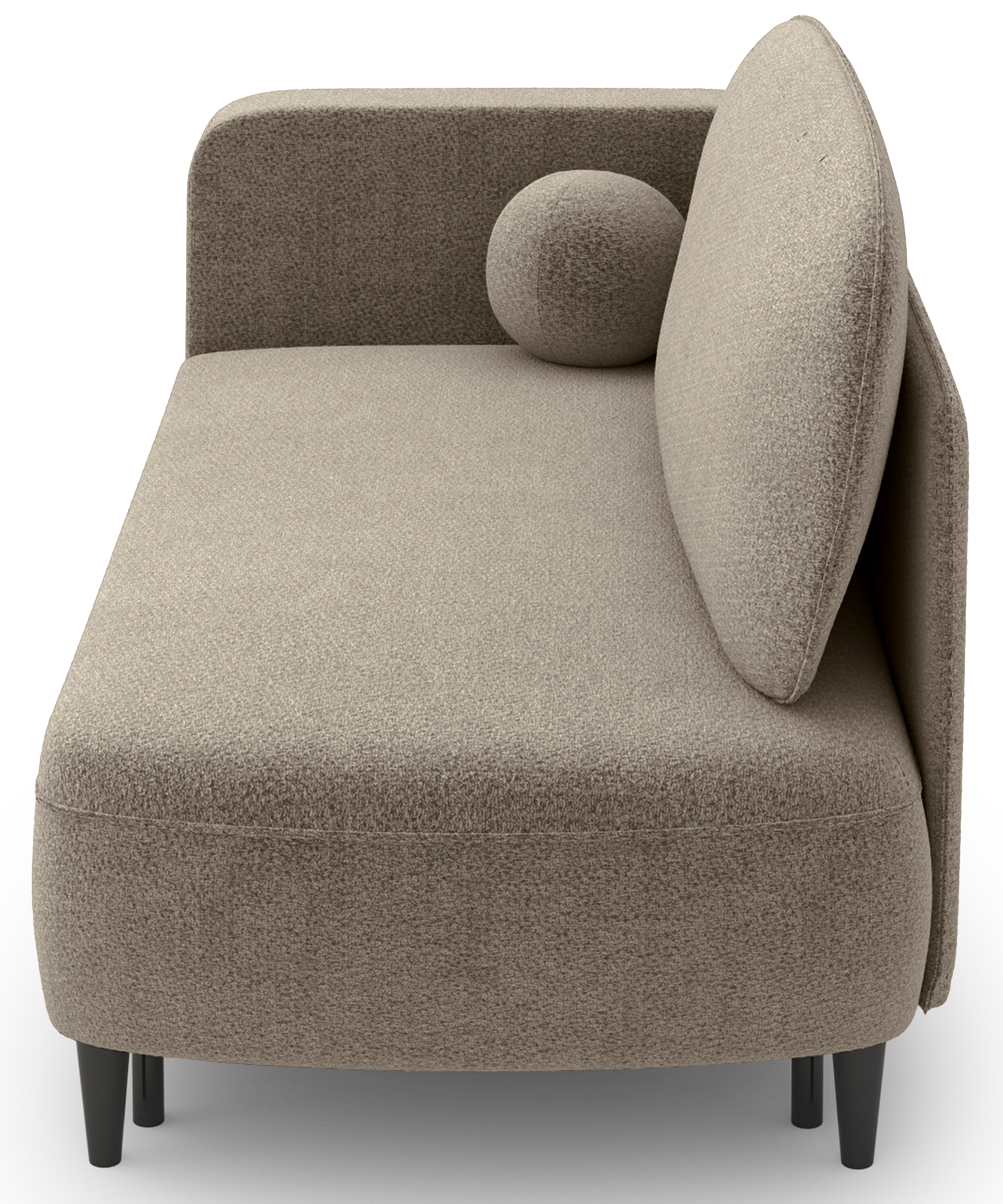 Ausziehbare Liege Pinkio, rechtsseitig, mit Stauraum, dunkelbeige Chenille