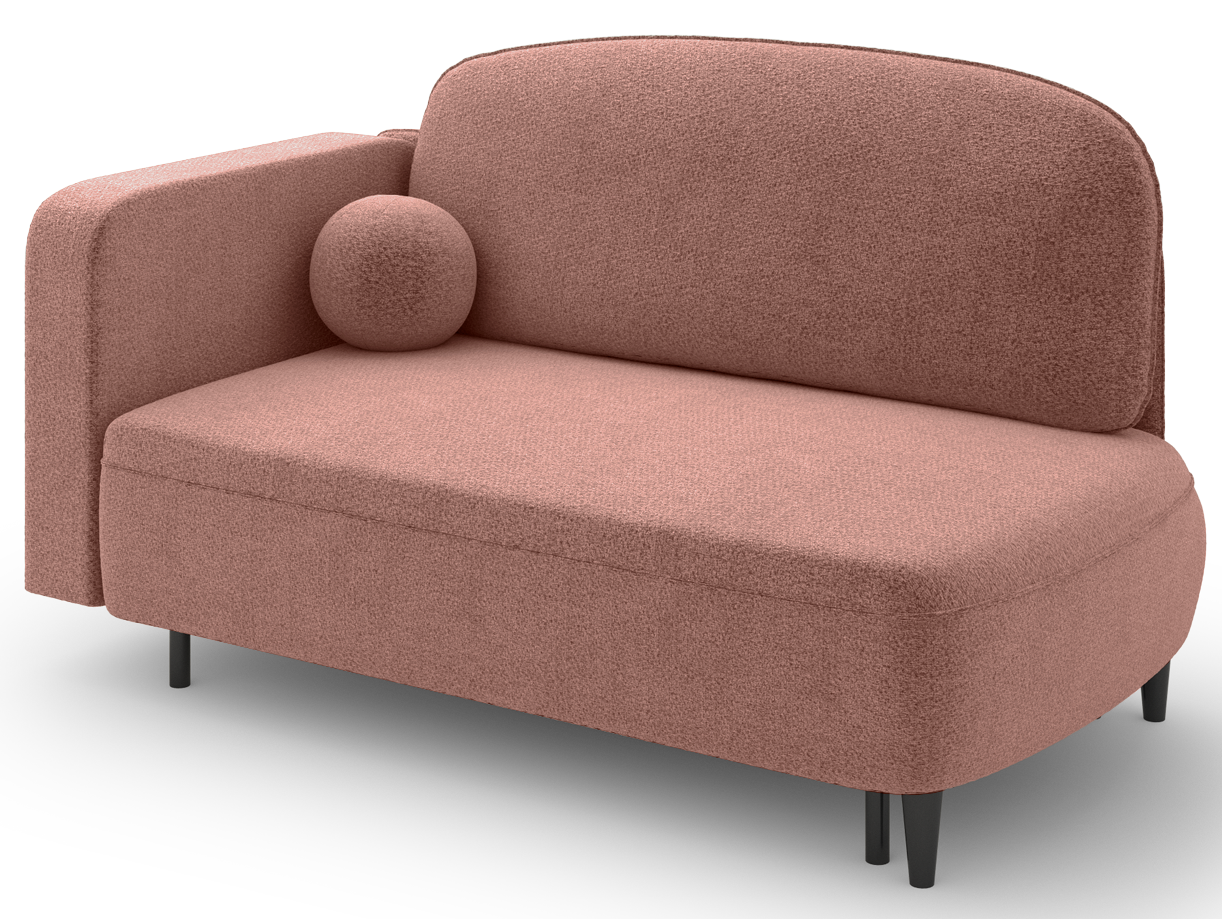 Pinkio rechtsseitige Klapp-Liege mit Stauraum, rosa Chenille