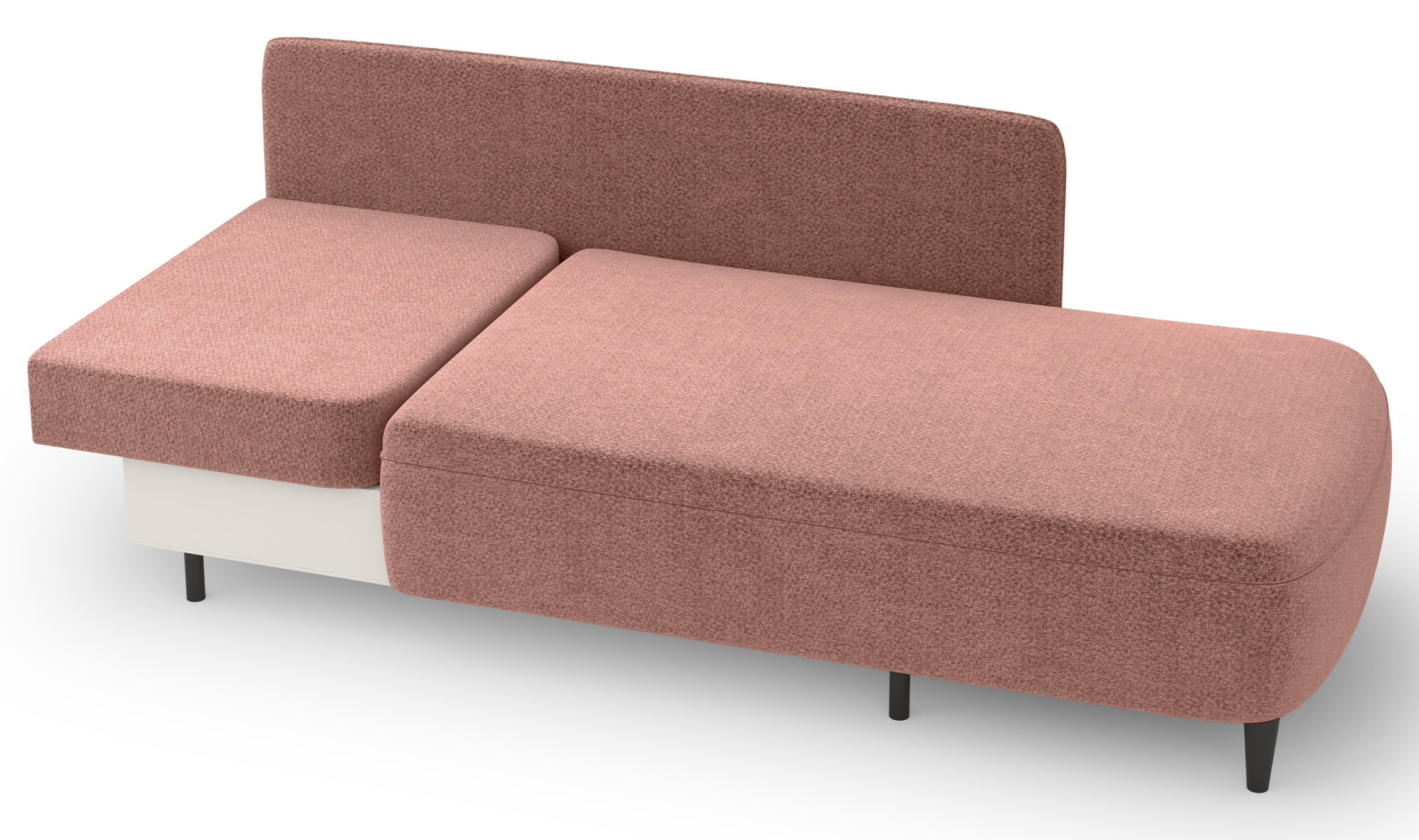 Pinkio rechtsseitige Klapp-Liege mit Stauraum, rosa Chenille