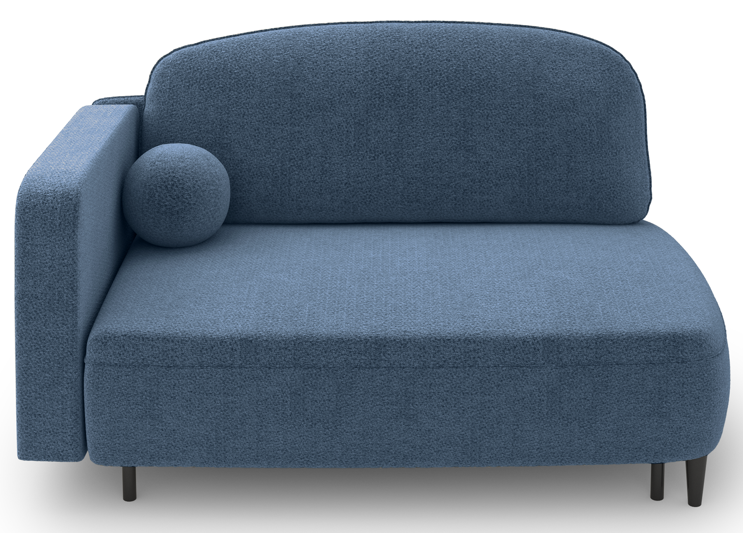 Rechtsseitiges ausklappbares Pinkio-Sofa mit Stauraum, blaues Chenille
