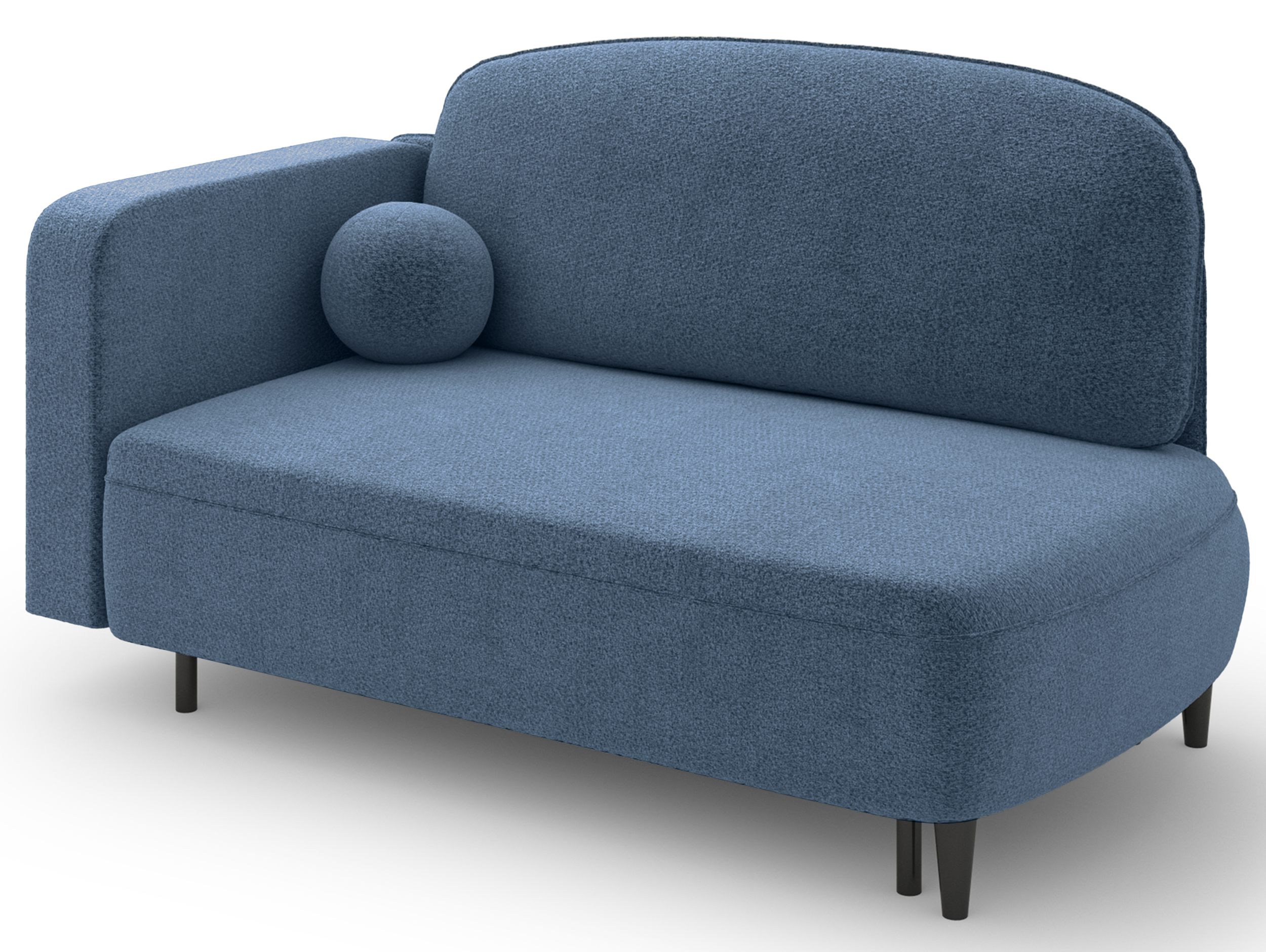 Rechtsseitiges ausklappbares Pinkio-Sofa mit Stauraum, blaues Chenille