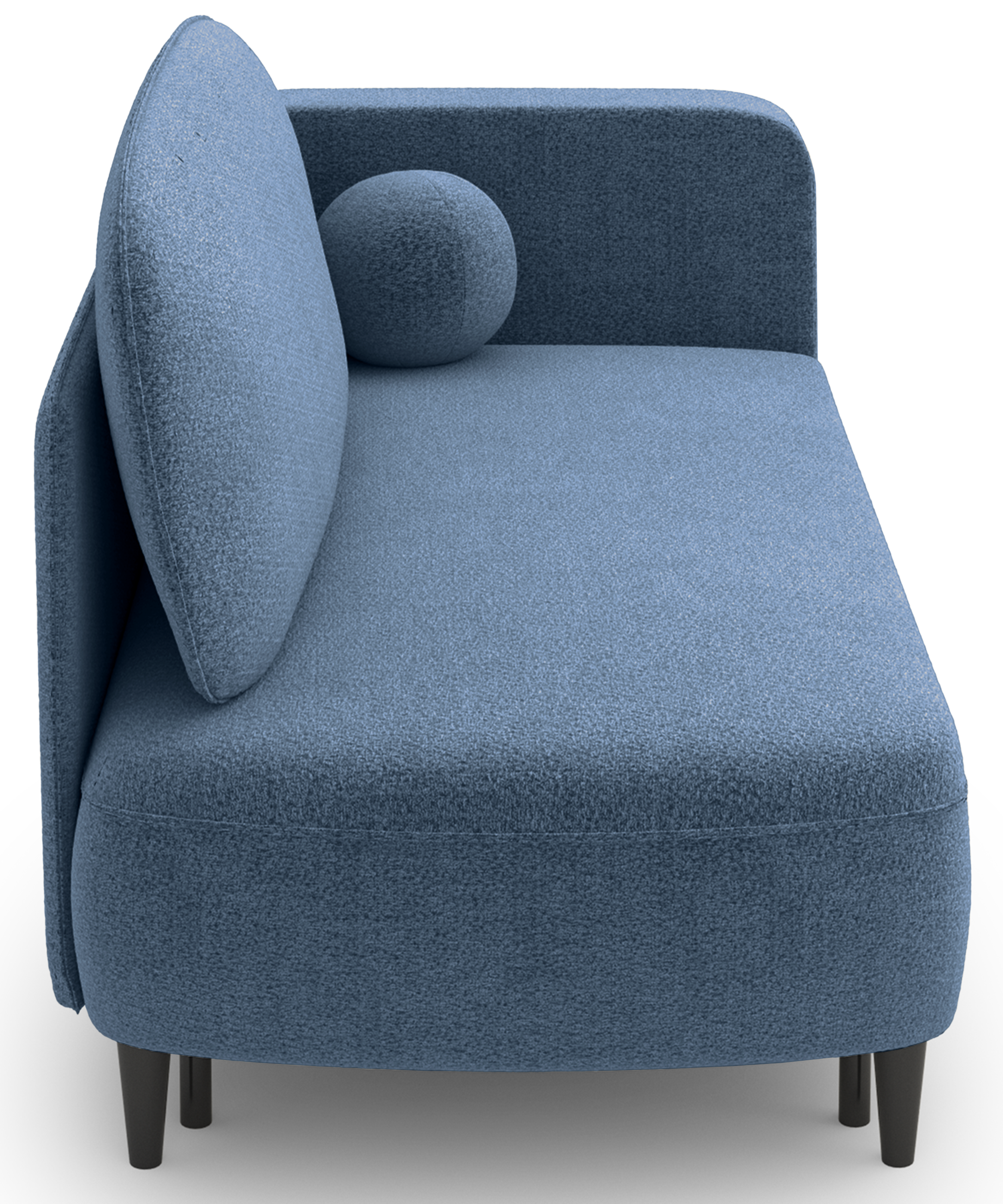 Ausziehbare Liege Pinkio linksseitig mit Stauraum, blaues Chenille