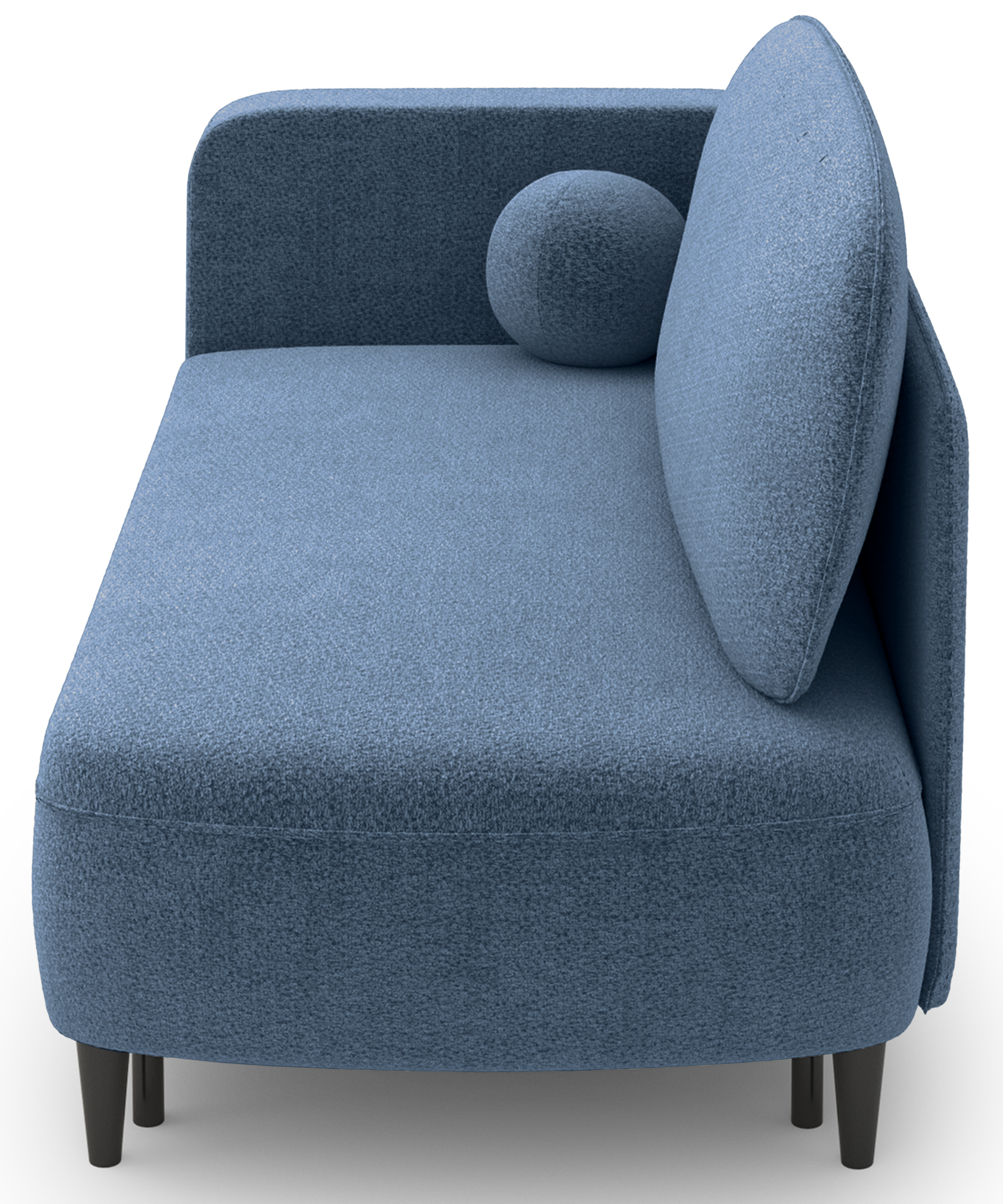 Rechtsseitiges ausklappbares Pinkio-Sofa mit Stauraum, blaues Chenille