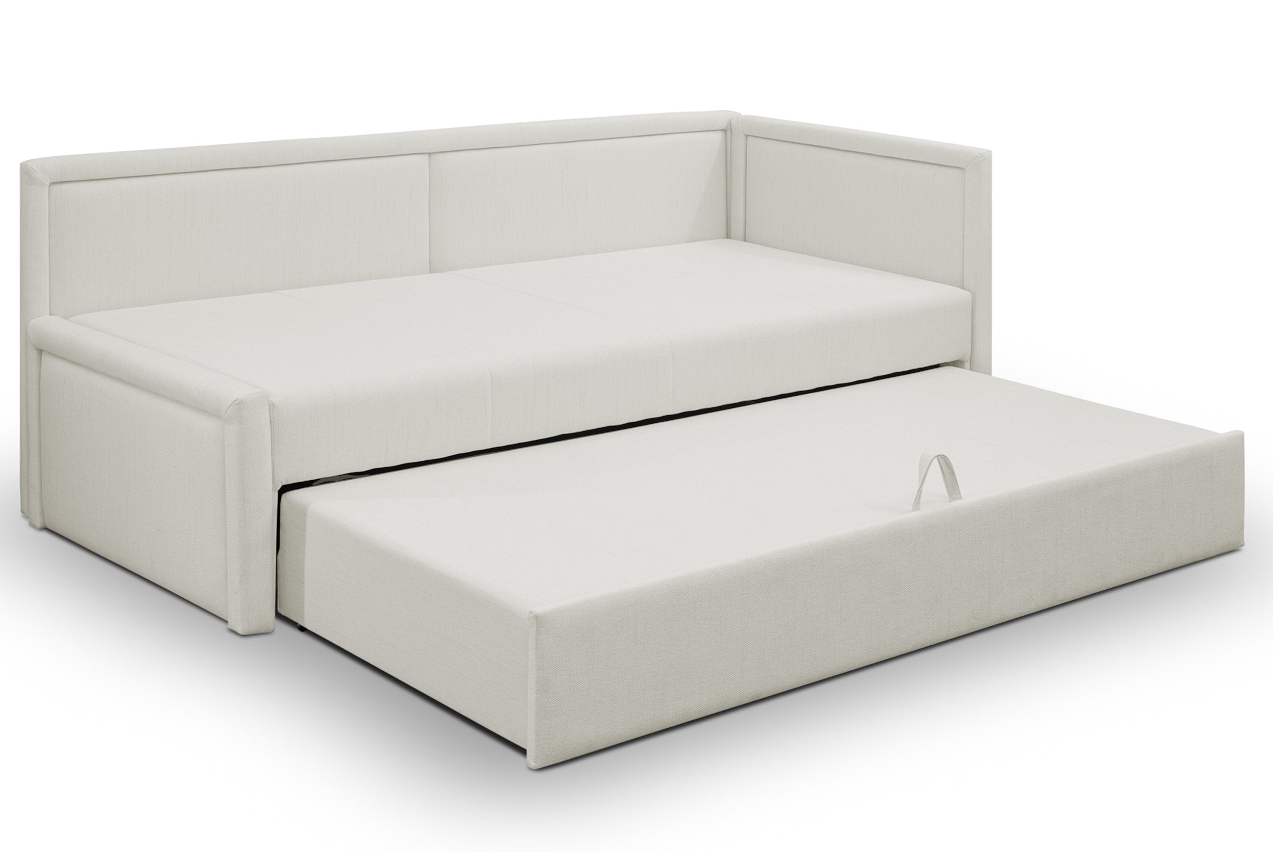 Ausziehbares Doppelbett Caprili in Creme, Geflecht, universell einsetzbar