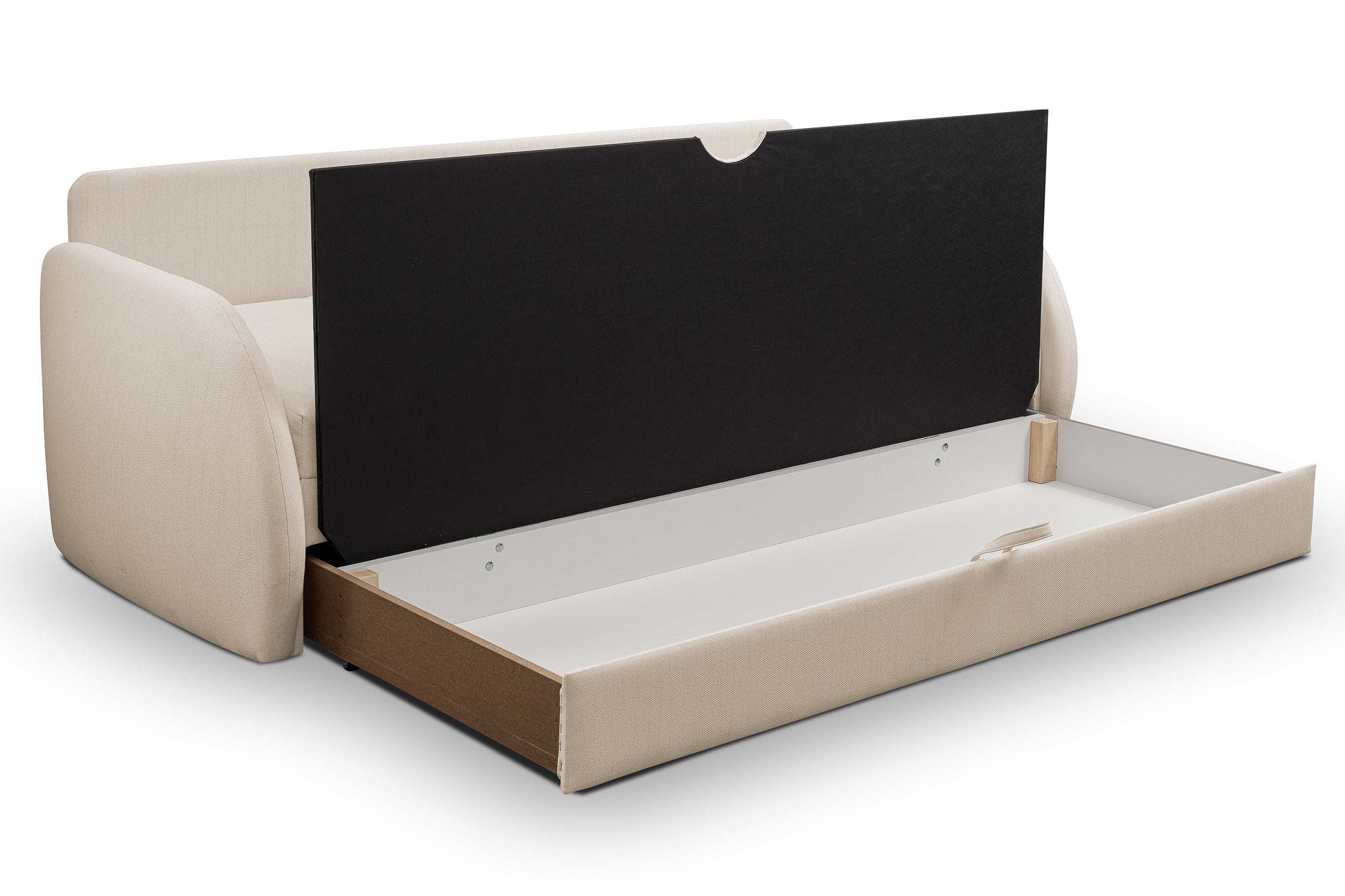 Drei-Sitzer-Schlafsofa Diego in hellbeige, Geflecht