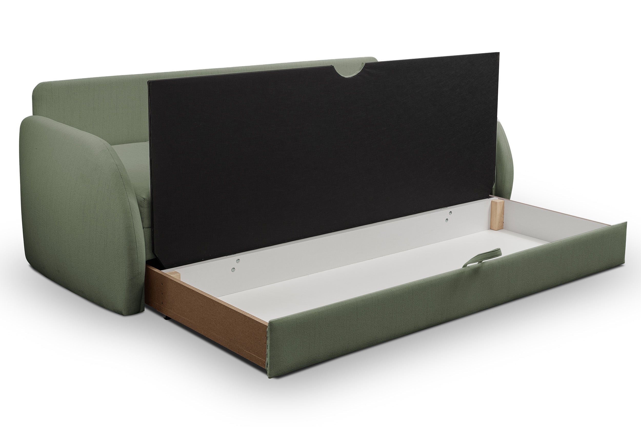 Dreisitziges ausklappbares Sofa Diego in Salbeigrün, Geflecht