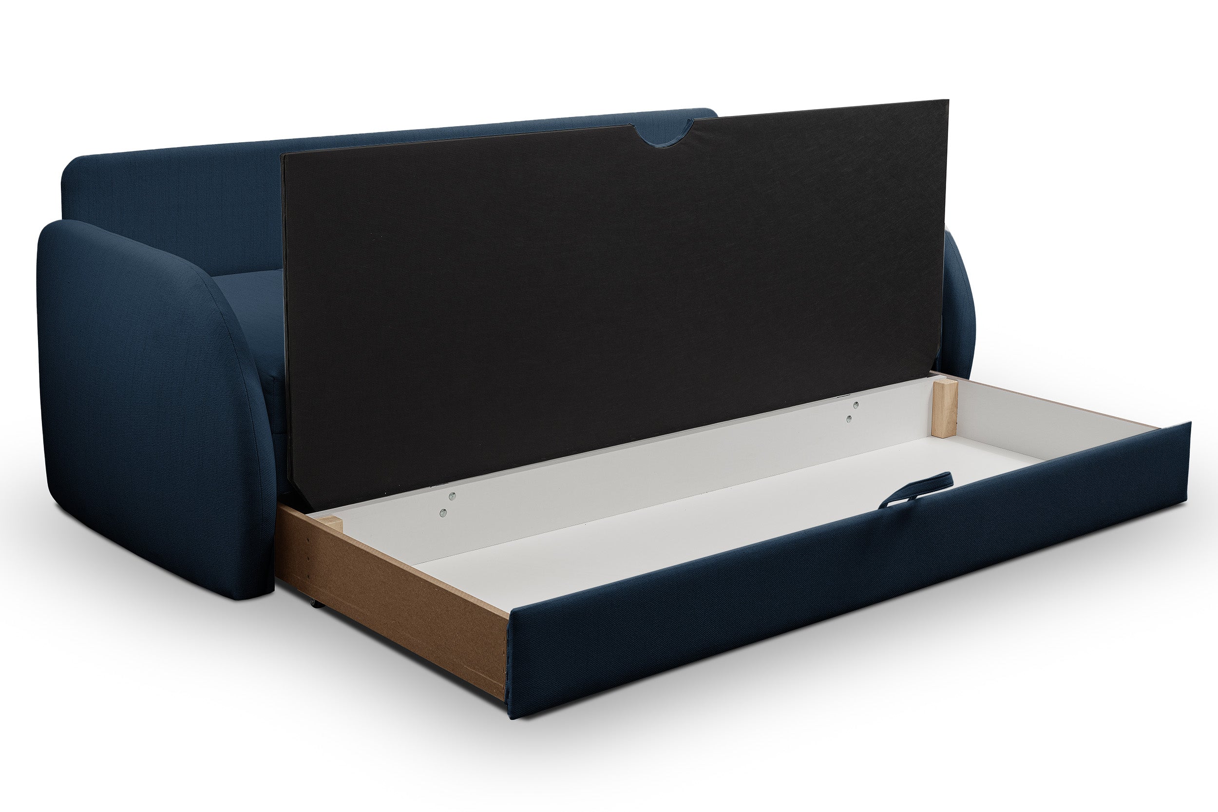 Drei-Sitzer-Schlafsofa Diego in Marineblau, Geflecht