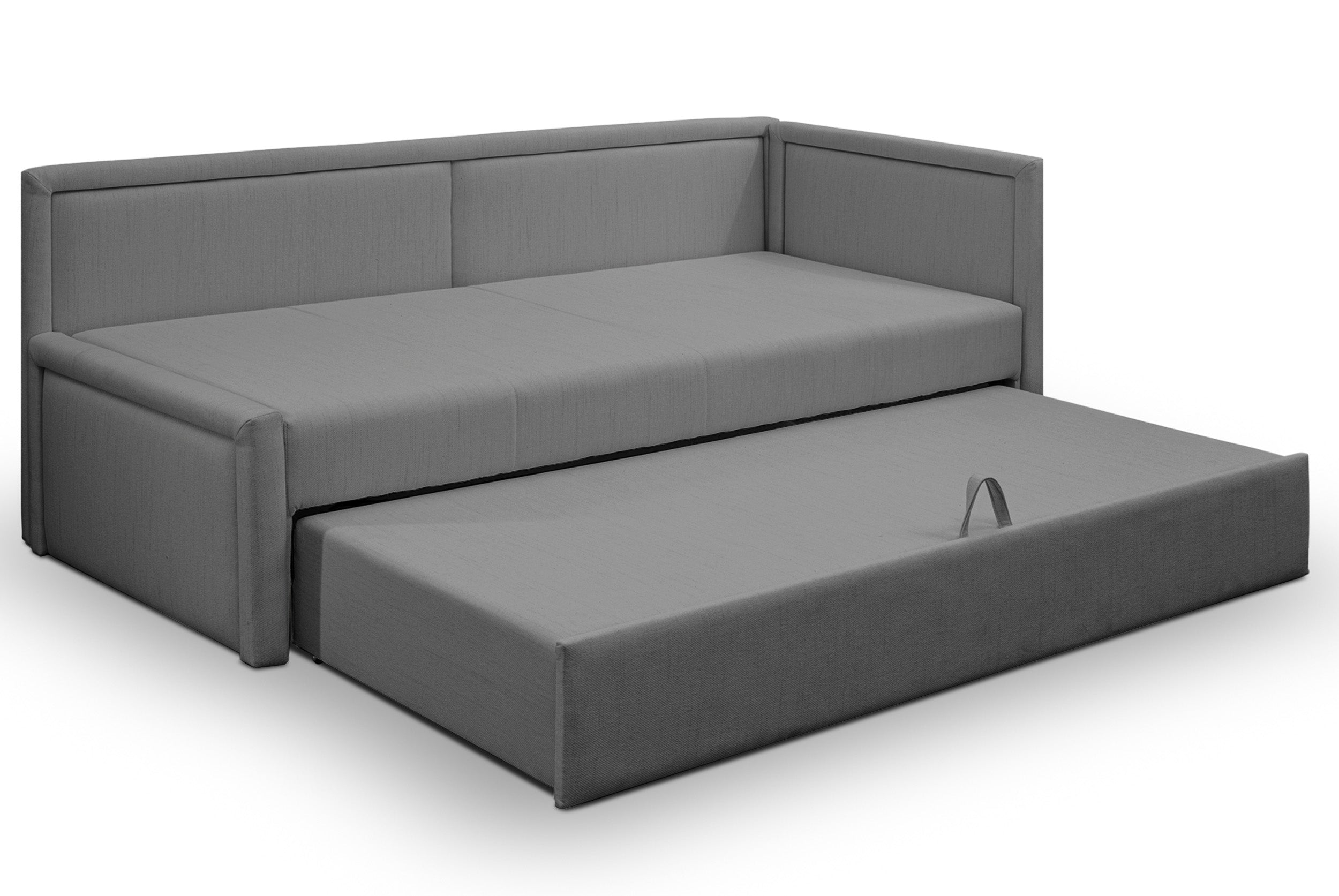 Ausziehbares Doppelbett Caprili, dunkelgrau, Flechtmuster, universell einsetzbar