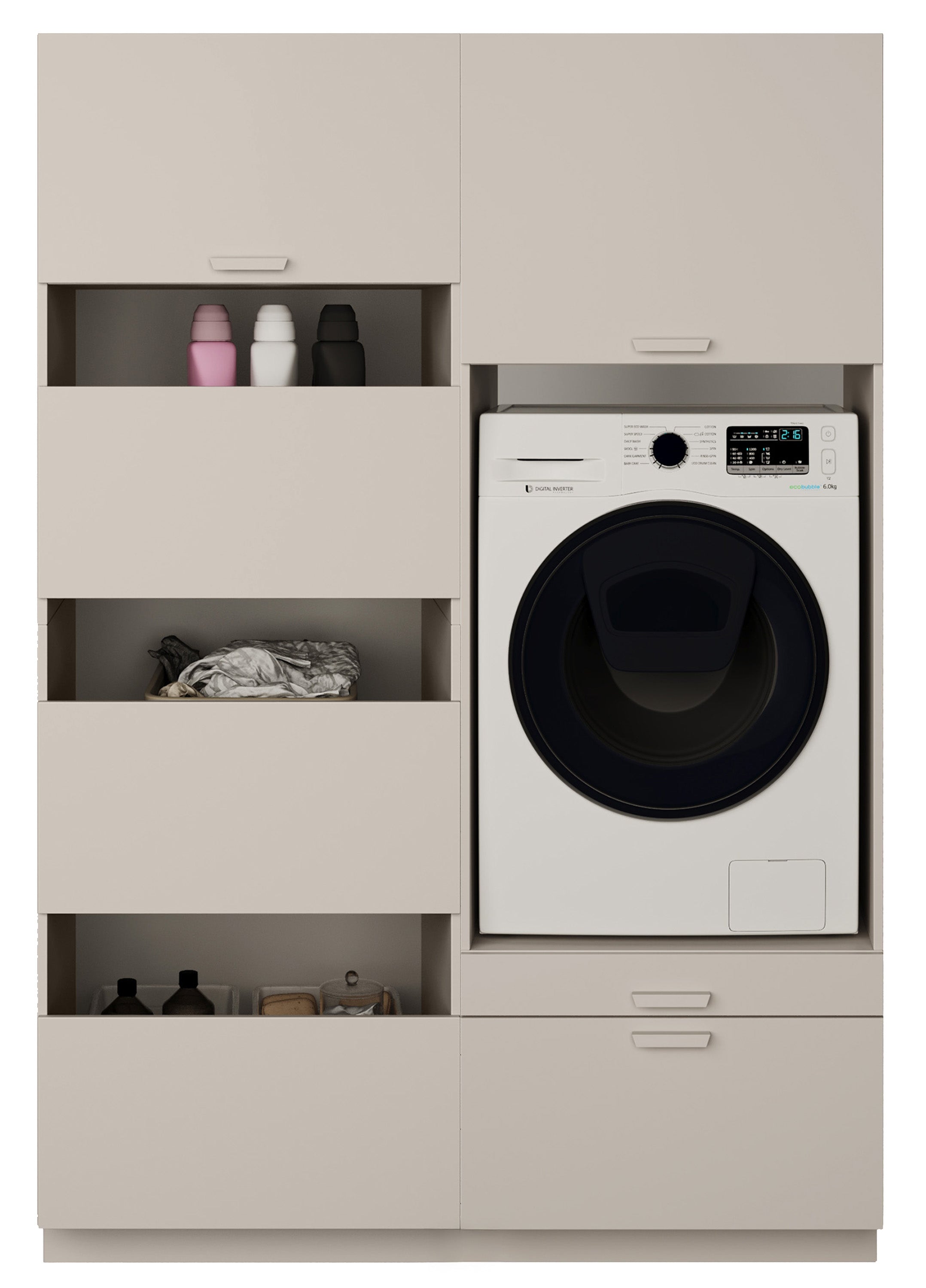 Badezimmermöbel-Set Holv mit einem Ein-Kammer-Schrank für die Waschmaschine, 135 cm, Kaschmir