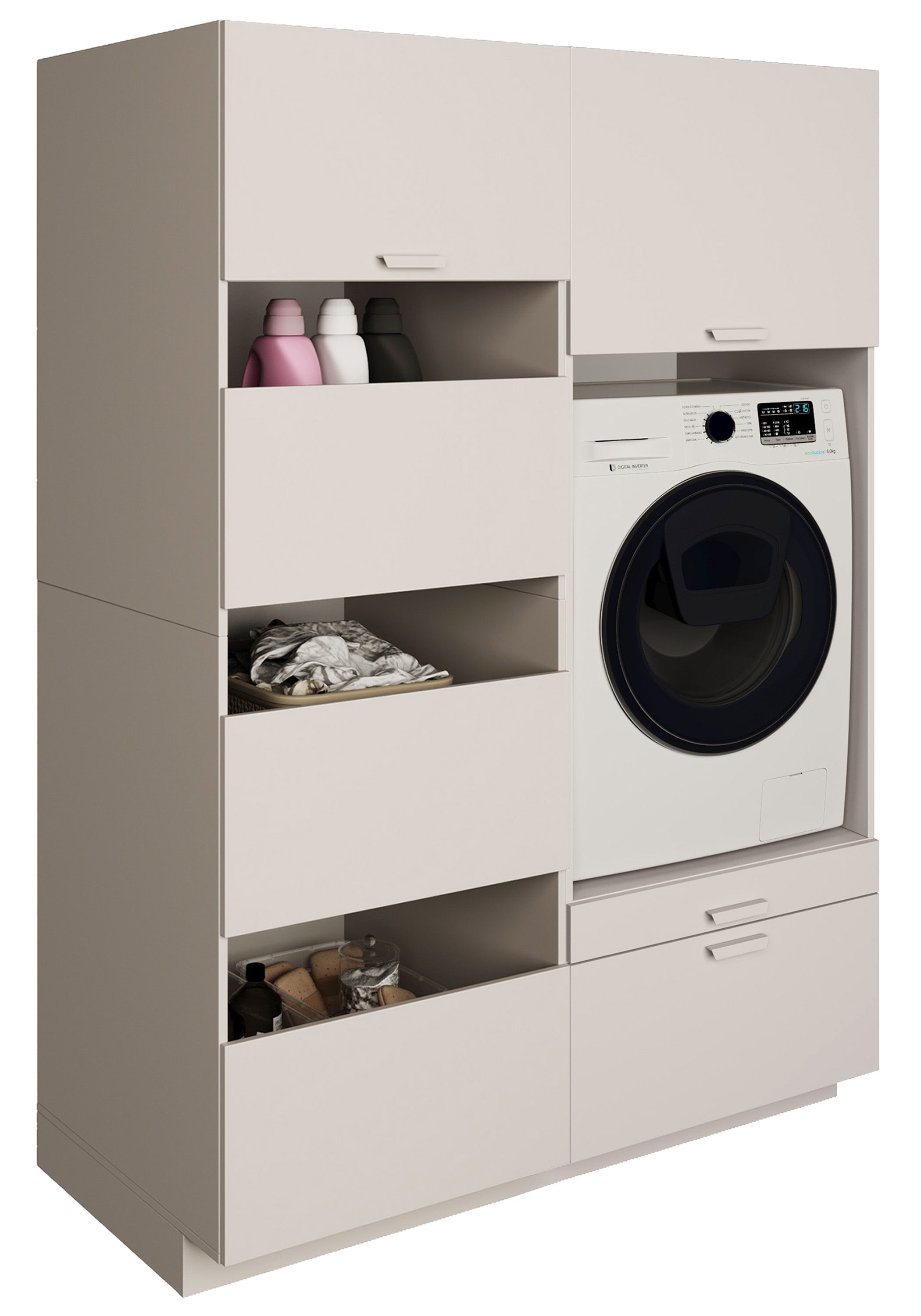 Badezimmermöbel-Set Holv mit einem Ein-Kammer-Schrank für die Waschmaschine, 135 cm, Kaschmir