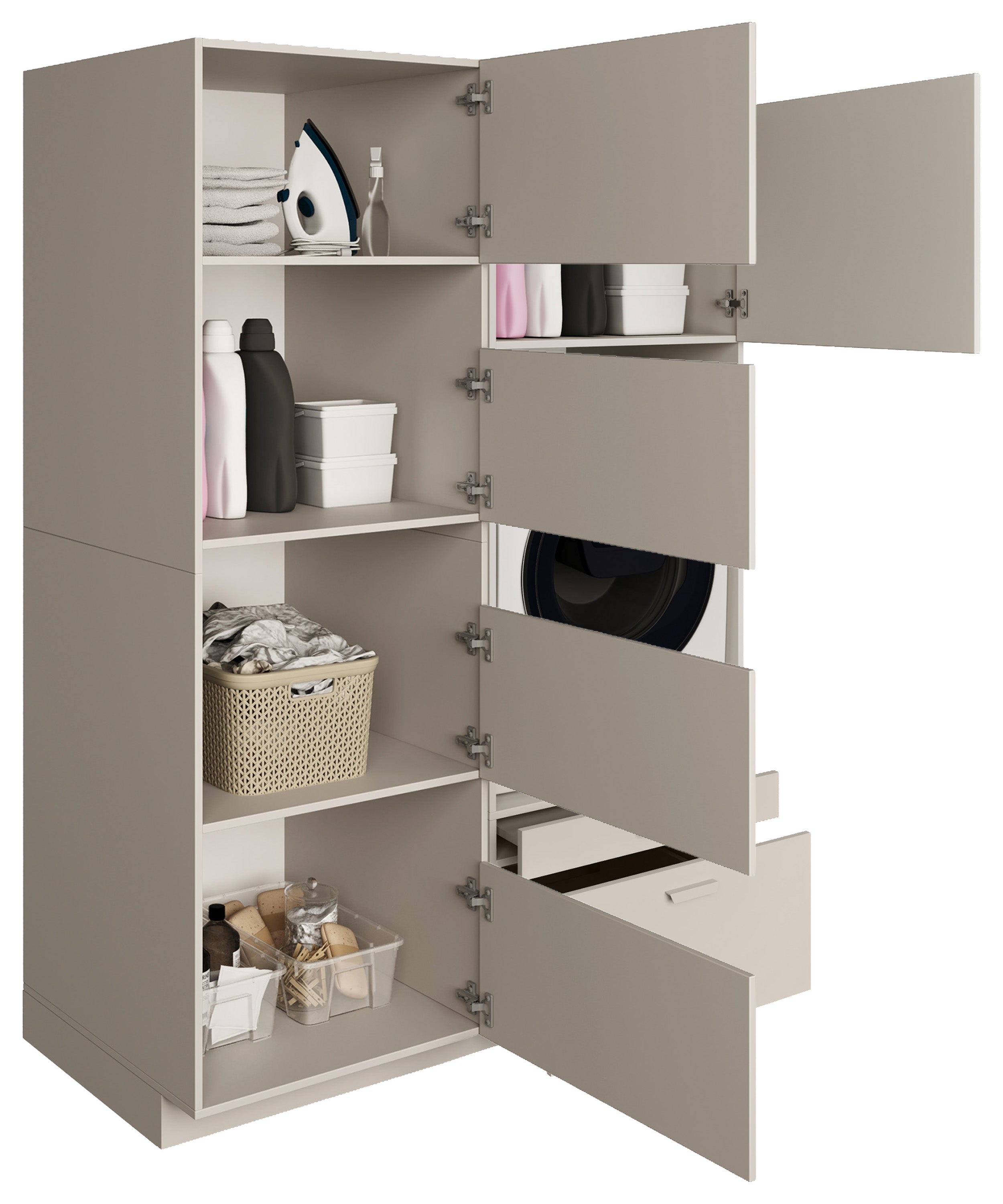 Badezimmermöbel-Set Holv mit einem Ein-Kammer-Schrank für die Waschmaschine, 135 cm, Kaschmir