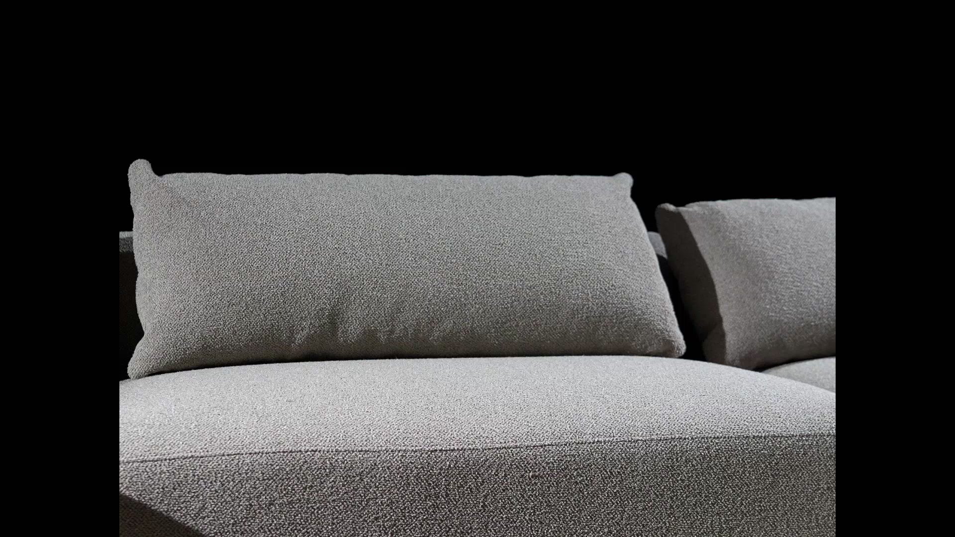 Video laden: Modulares Ecksofa Lanomi, L-förmig, linksseitig, beige Bouclé
