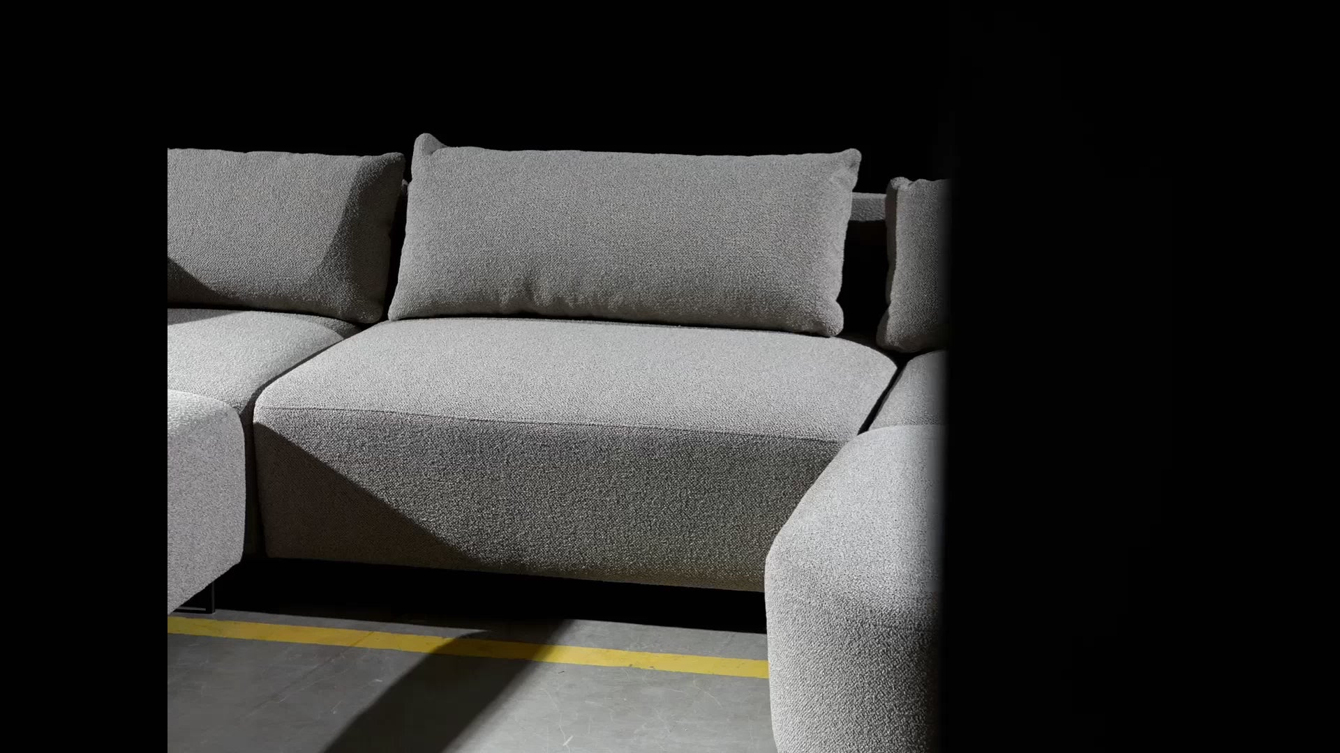 Video laden: Modulares Ecksofa Lanomi U-förmig, rechtsseitig, beige Bouclé