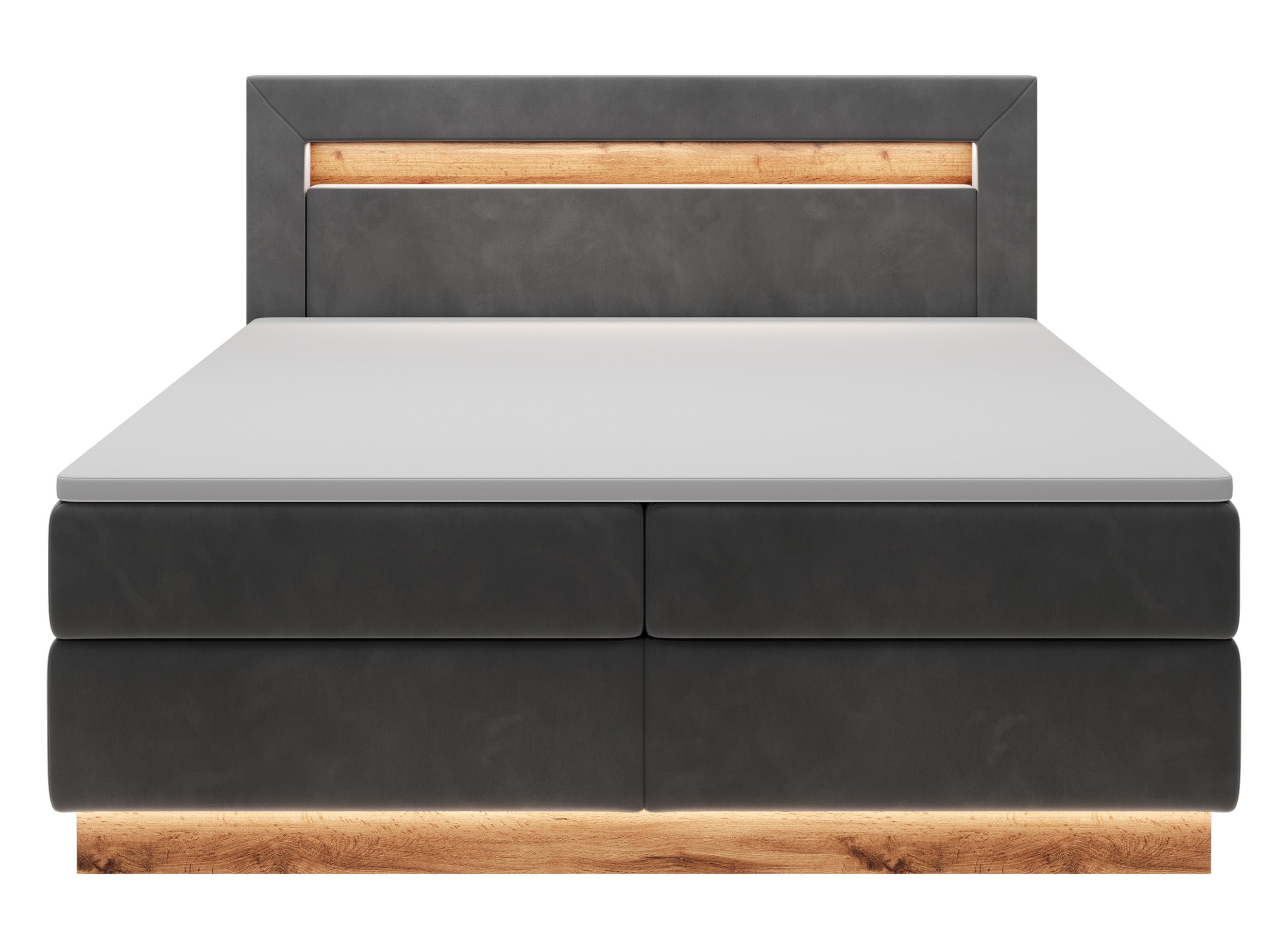 Kontinentales Bett Promie 140x200 cm mit Topper und Beleuchtung, grafischer Samt