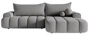 Ecksofa mit Schlaffunktion Dandelino, L-förmig, rechtsseitig, mit Stauraum, grauer Bouclé-Stoff