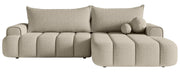 Ecksofa mit Schlaffunktion Dandelino, L-förmig, rechtsseitig, mit Stauraum, hellbeige Bouclé