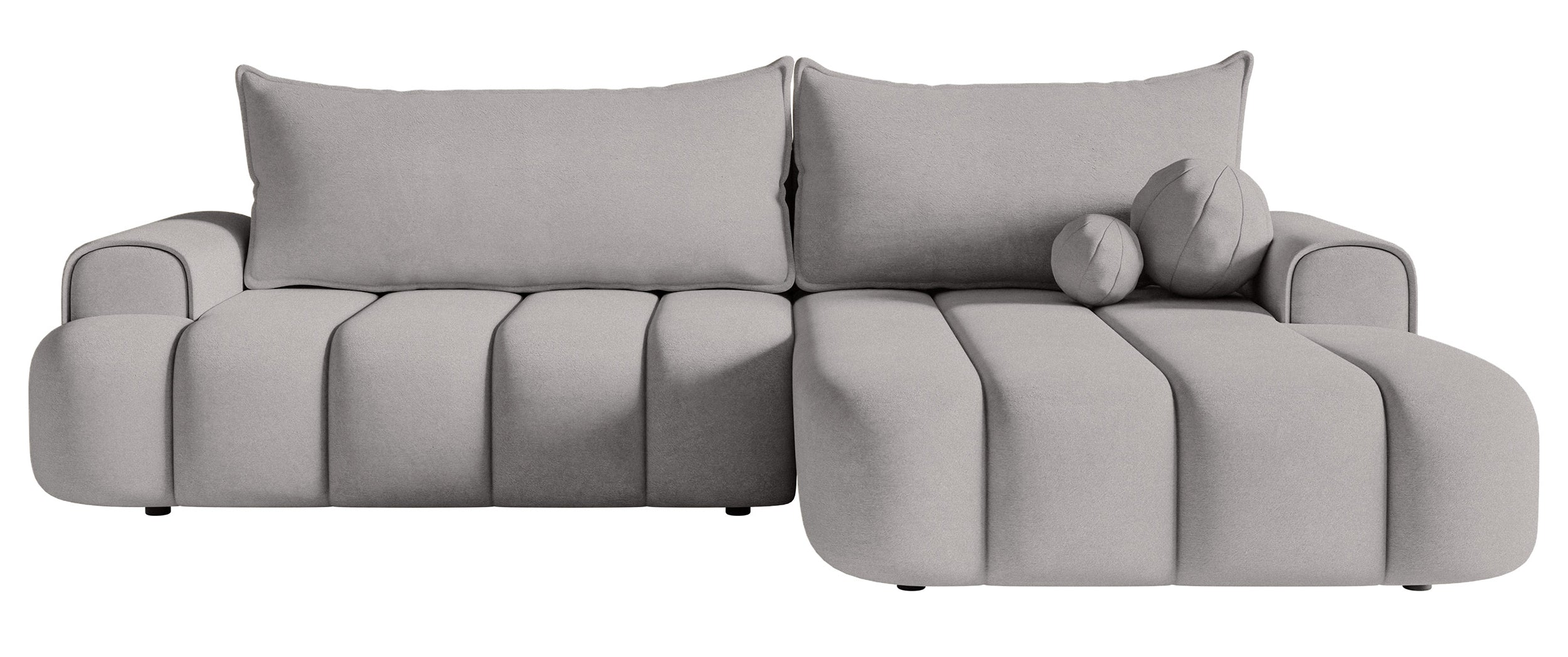 Ecksofa mit Schlaffunktion Dandelino, L-förmig, linksseitig, mit Stauraum, hellbeige Bouclé