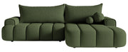Ecksofa mit Schlaffunktion Dandelino, L-förmig, rechtsseitig, mit Stauraum, khaki Bouclé