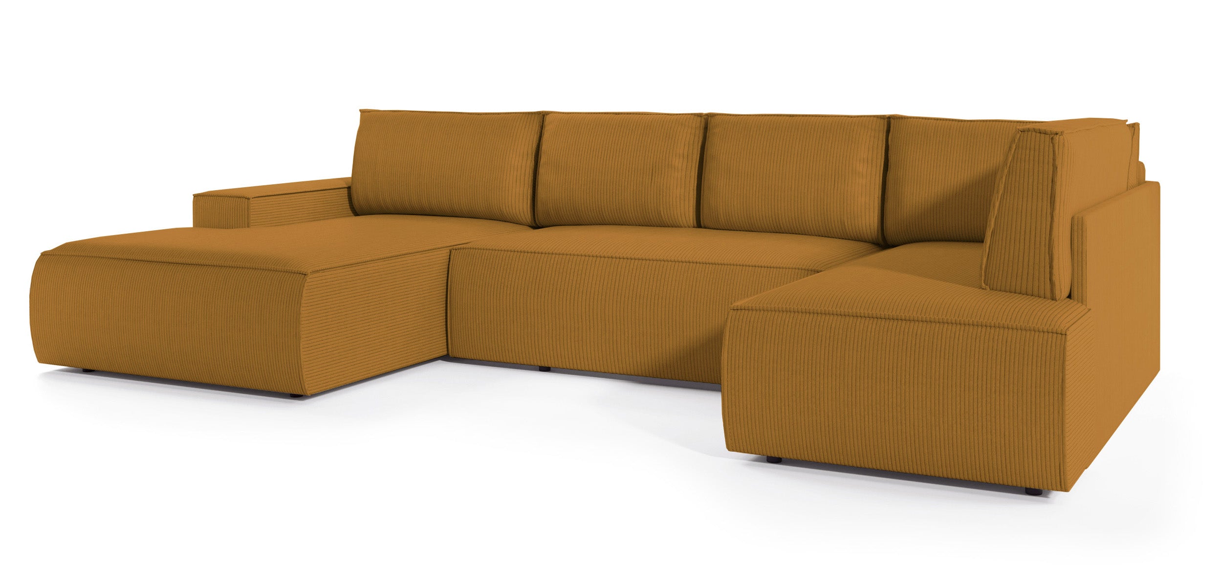 Ecksofa mit Schlaffunktion Farese New U-förmig mit Stauraum, linksseitig, senfgelb Cordstoff