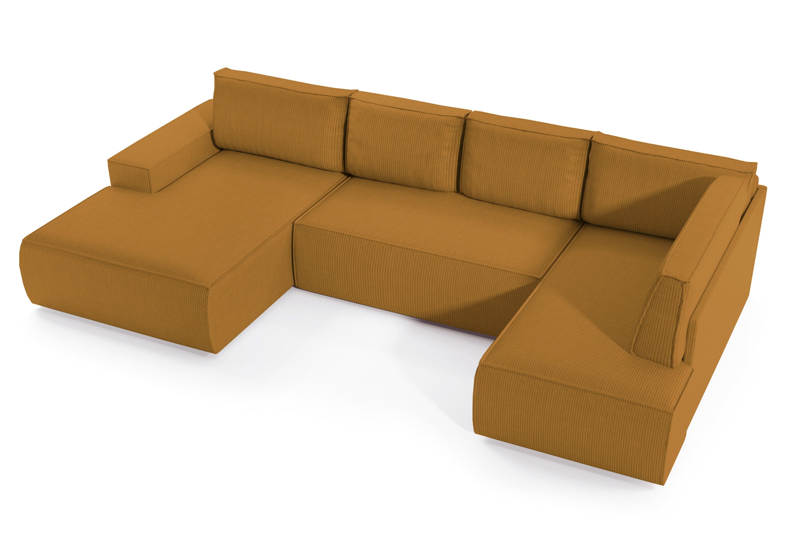 Ecksofa mit Schlaffunktion Farese New U-förmig mit Stauraum, linksseitig, senfgelb Cordstoff