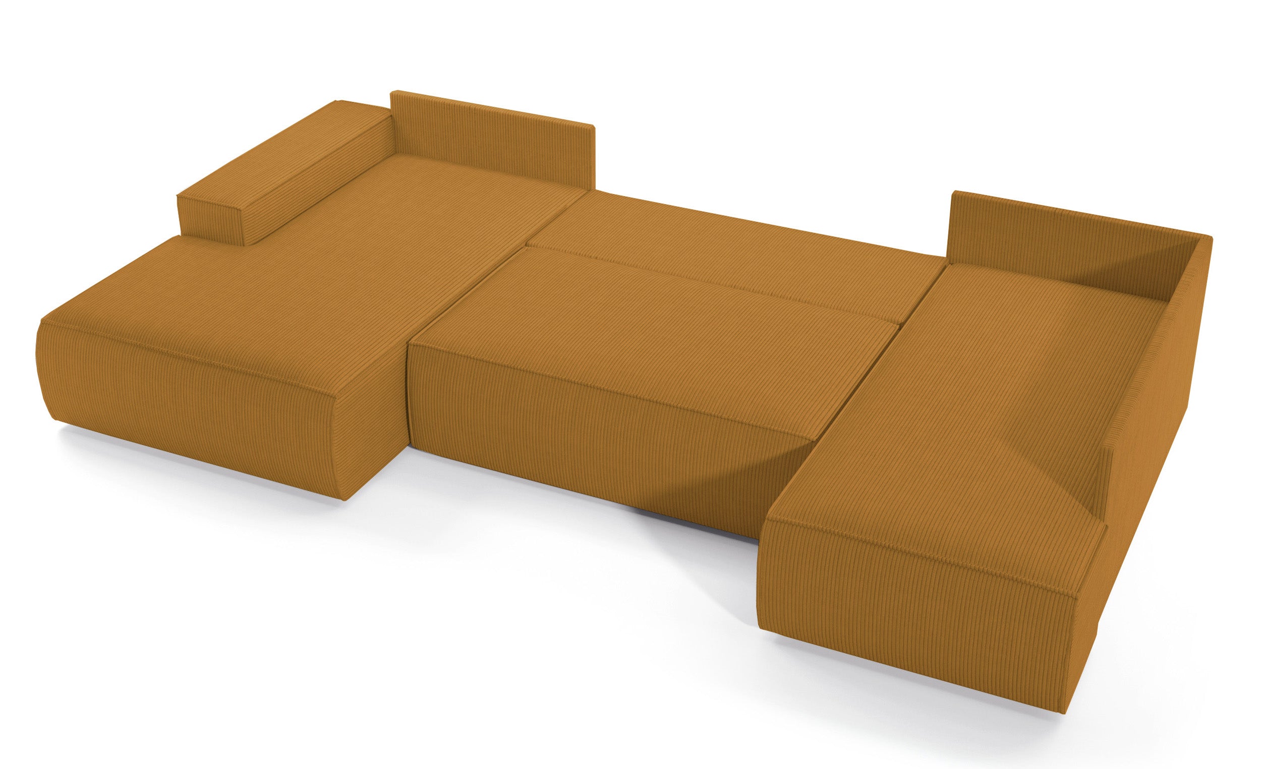 Ecksofa mit Schlaffunktion Farese New U-förmig mit Stauraum, linksseitig, senfgelb Cordstoff