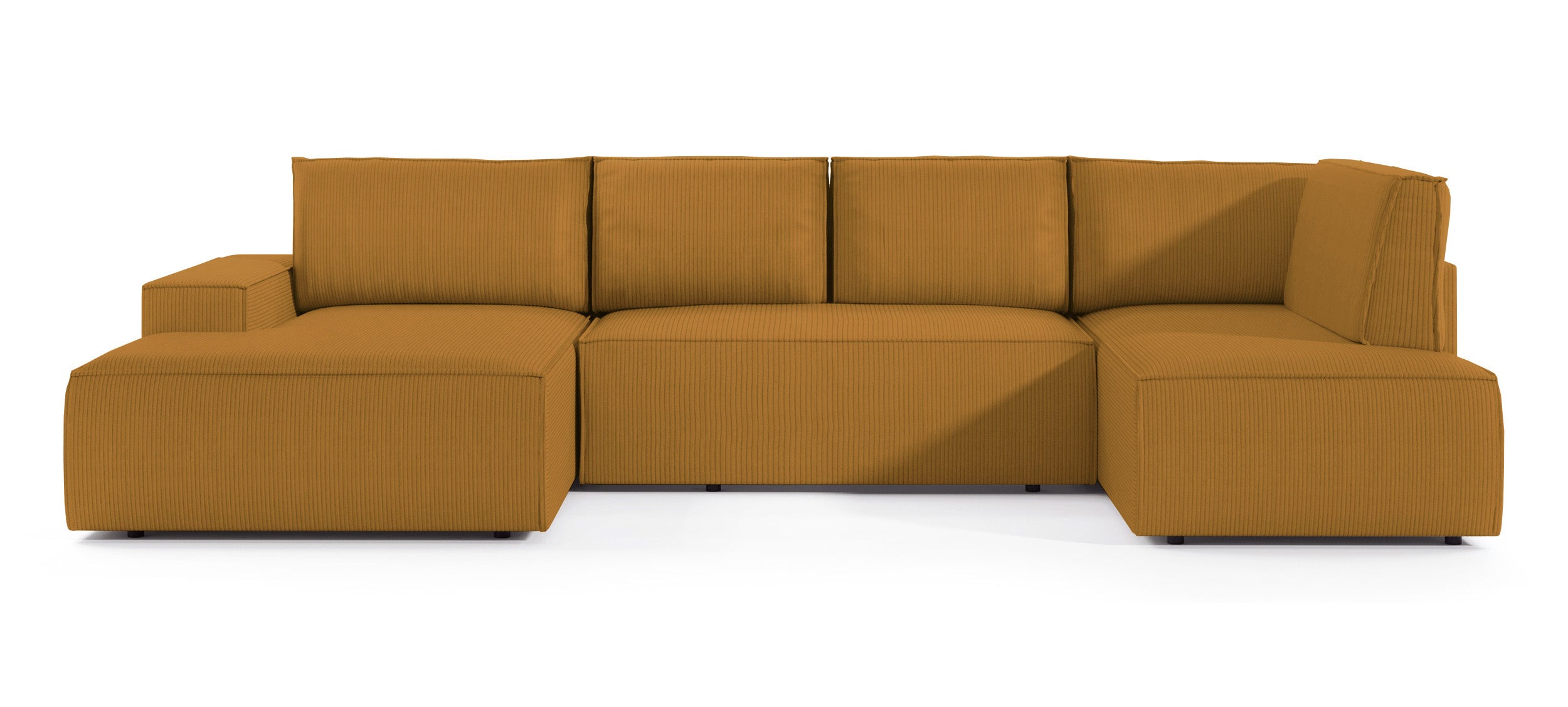 Ecksofa mit Schlaffunktion Farese New U-förmig mit Stauraum, linksseitig, senfgelb Cordstoff