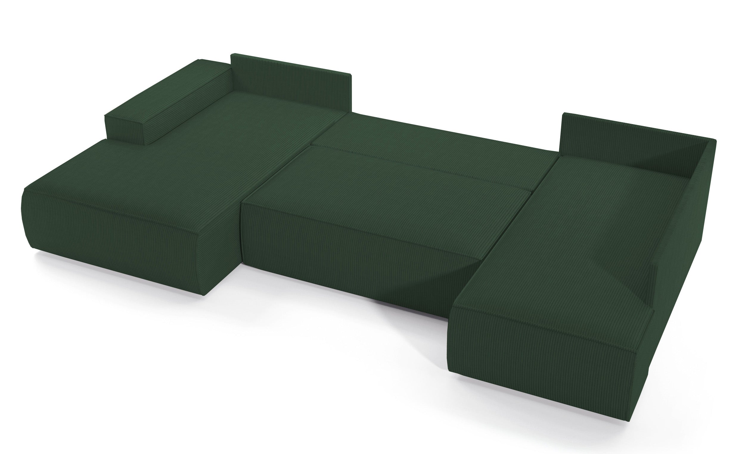 Ecksofa mit Schlaffunktion Farese New U-förmig mit Stauraum, linksseitig, grün, Cordstoff