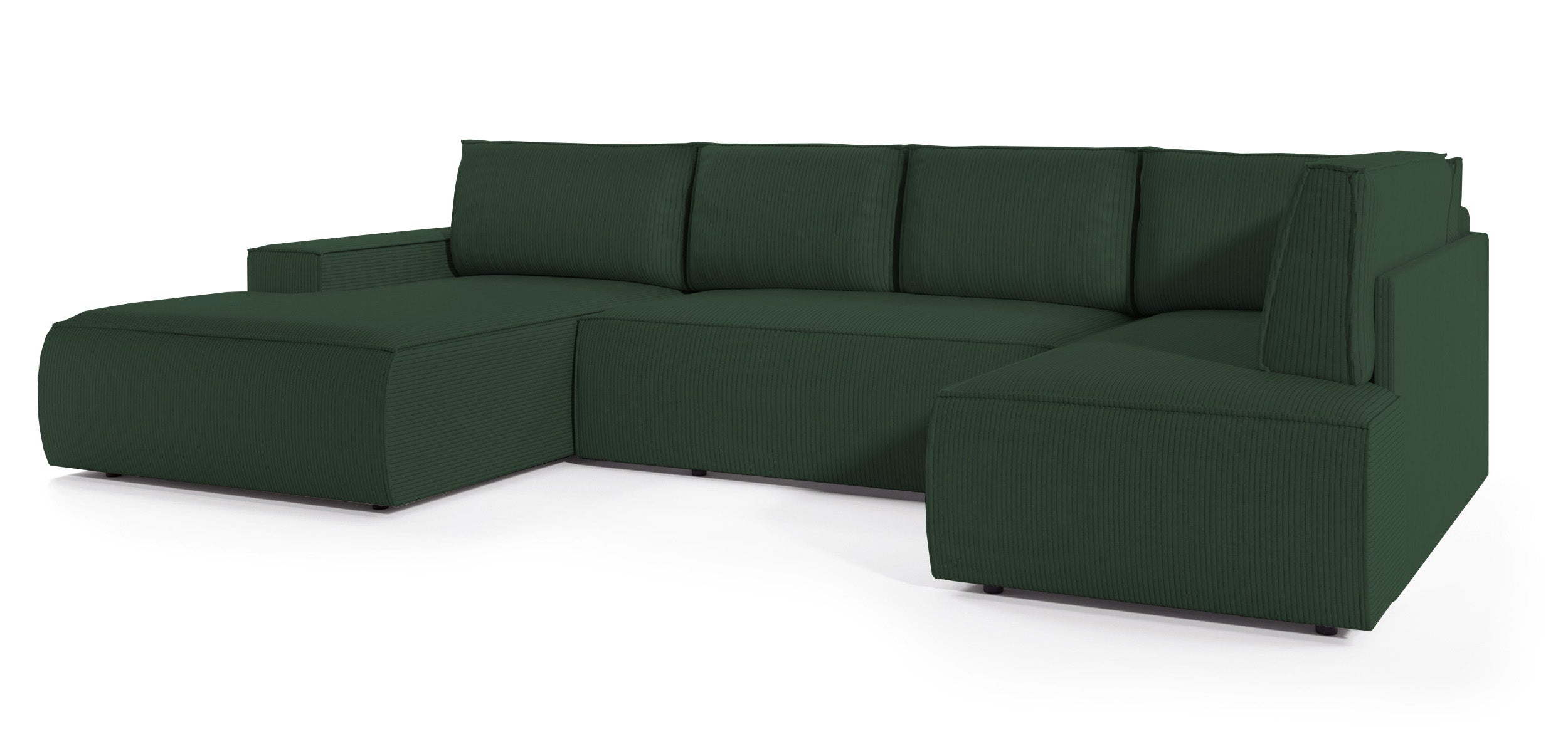 Ecksofa mit Schlaffunktion Farese New U-förmig mit Stauraum, linksseitig, grün, Cordstoff