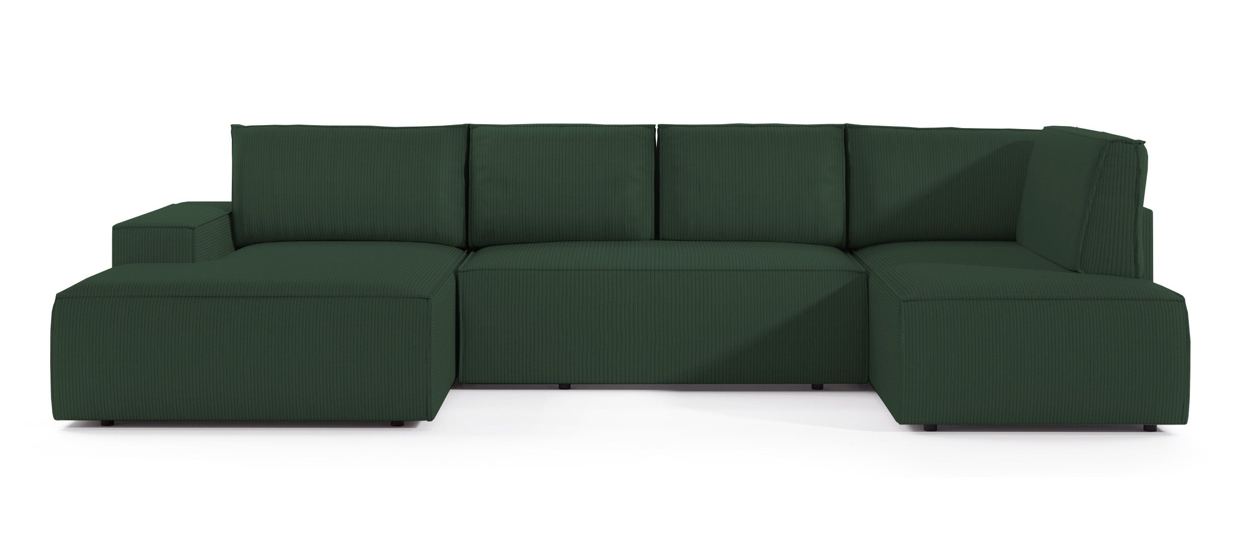 Ecksofa mit Schlaffunktion Farese New U-förmig mit Stauraum, linksseitig, grün, Cordstoff