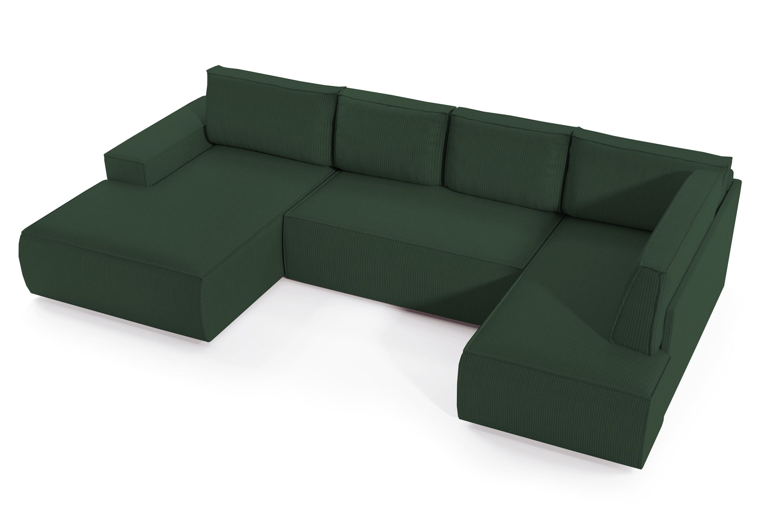 Ecksofa mit Schlaffunktion Farese New U-förmig mit Stauraum, linksseitig, grün, Cordstoff