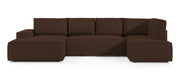 Ecksofa mit Schlaffunktion Farese New U-förmig mit Stauraum, linksseitig, brauner Cordstoff