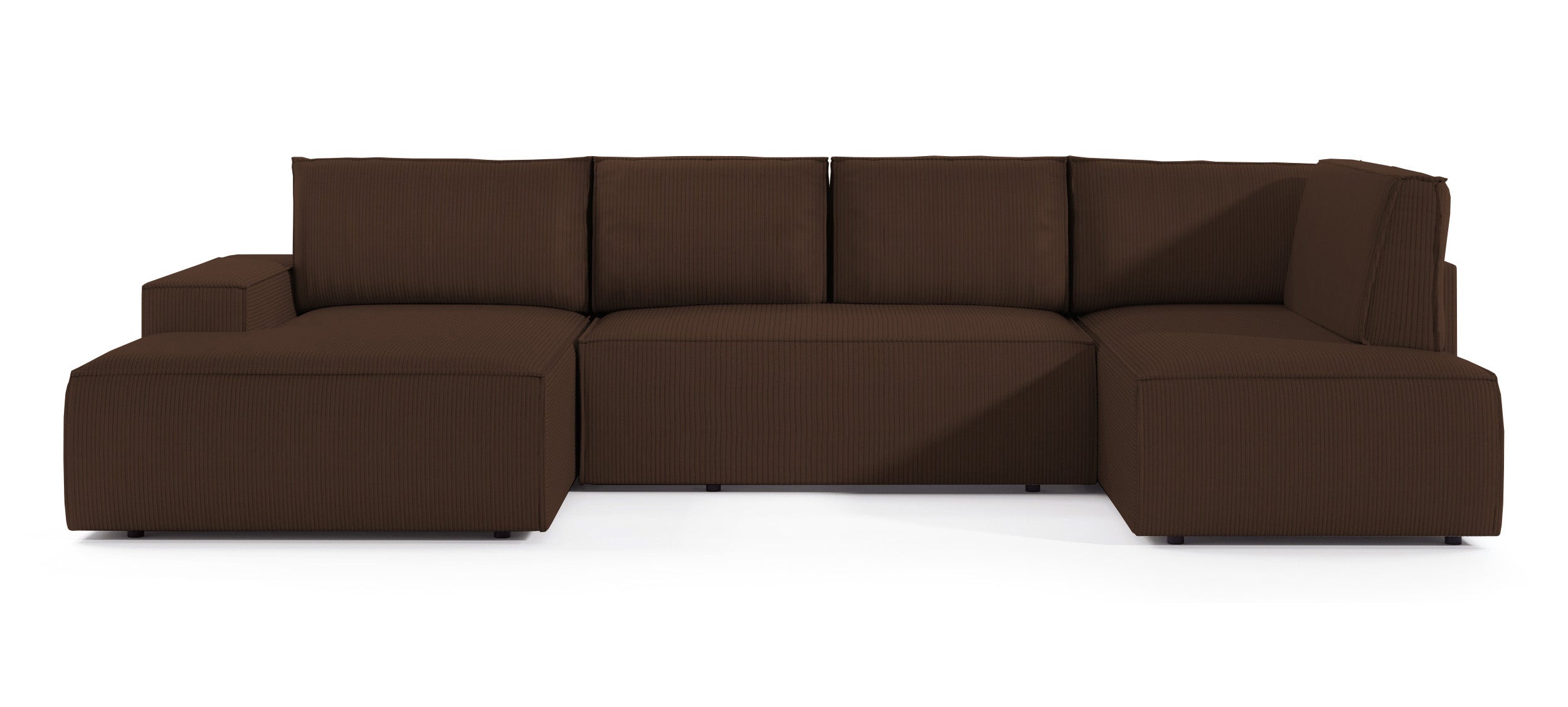 Ecksofa mit Schlaffunktion Farese New U-förmig mit Stauraum, linksseitig, brauner Cordstoff