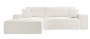 Ecksofa mit Schlaffunktion Farese New, L-förmig, mit Stauraum, cremefarbenes Bouclé, linksseitig