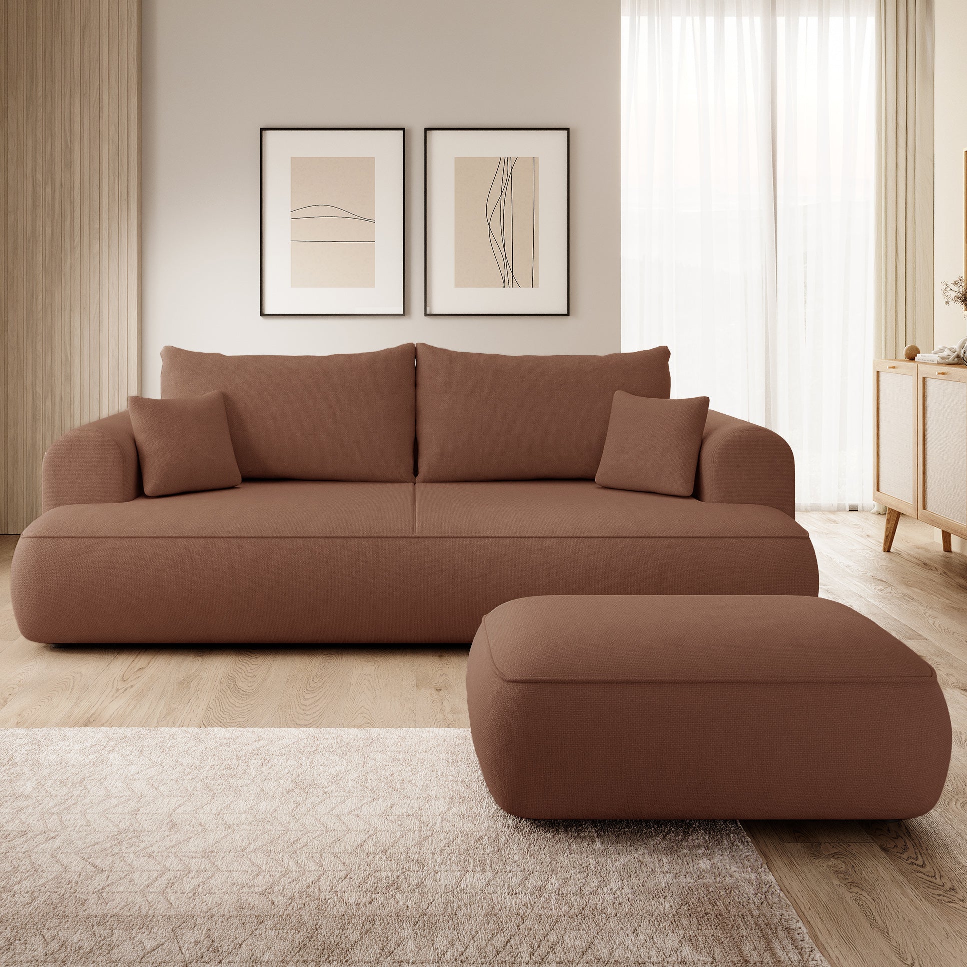 Ovo-Hocker Kupfer Chenille, leicht zu reinigen
