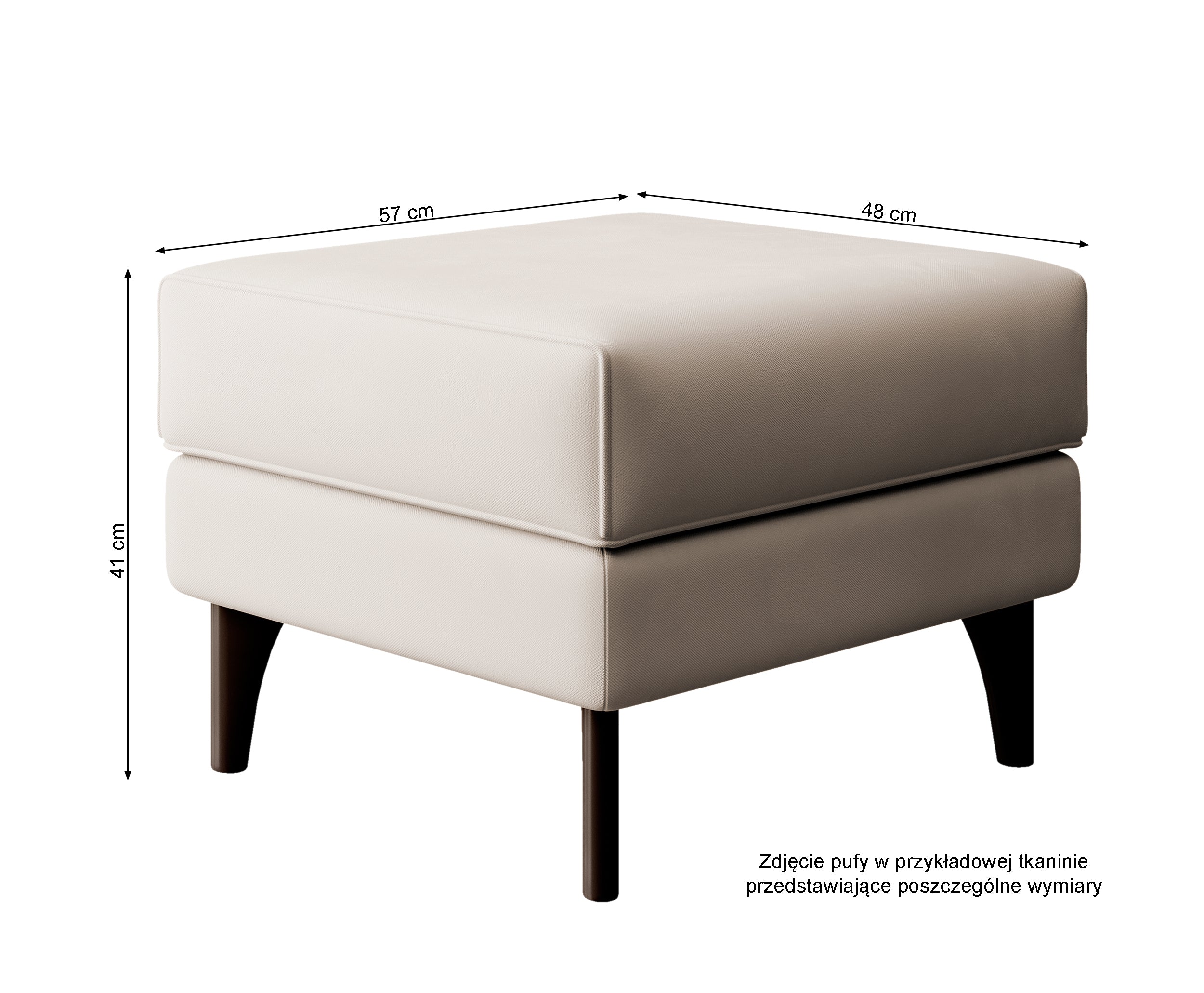 Fußhocker Calmino Ohrensessel grau aus wasserabweisendem Samtstoff, Beine in Wenge-Farbe