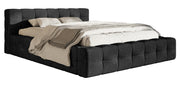 Gepolstertes Bett Puffly 140x200 cm mit Stauraum, Metallrahmen schwarz, Chenille